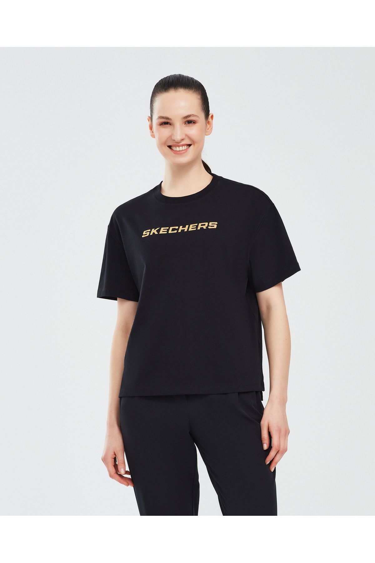 Skechers Graphic T-Shirt W Short Sleeve Kadın Siyah Tshirt S241012-001