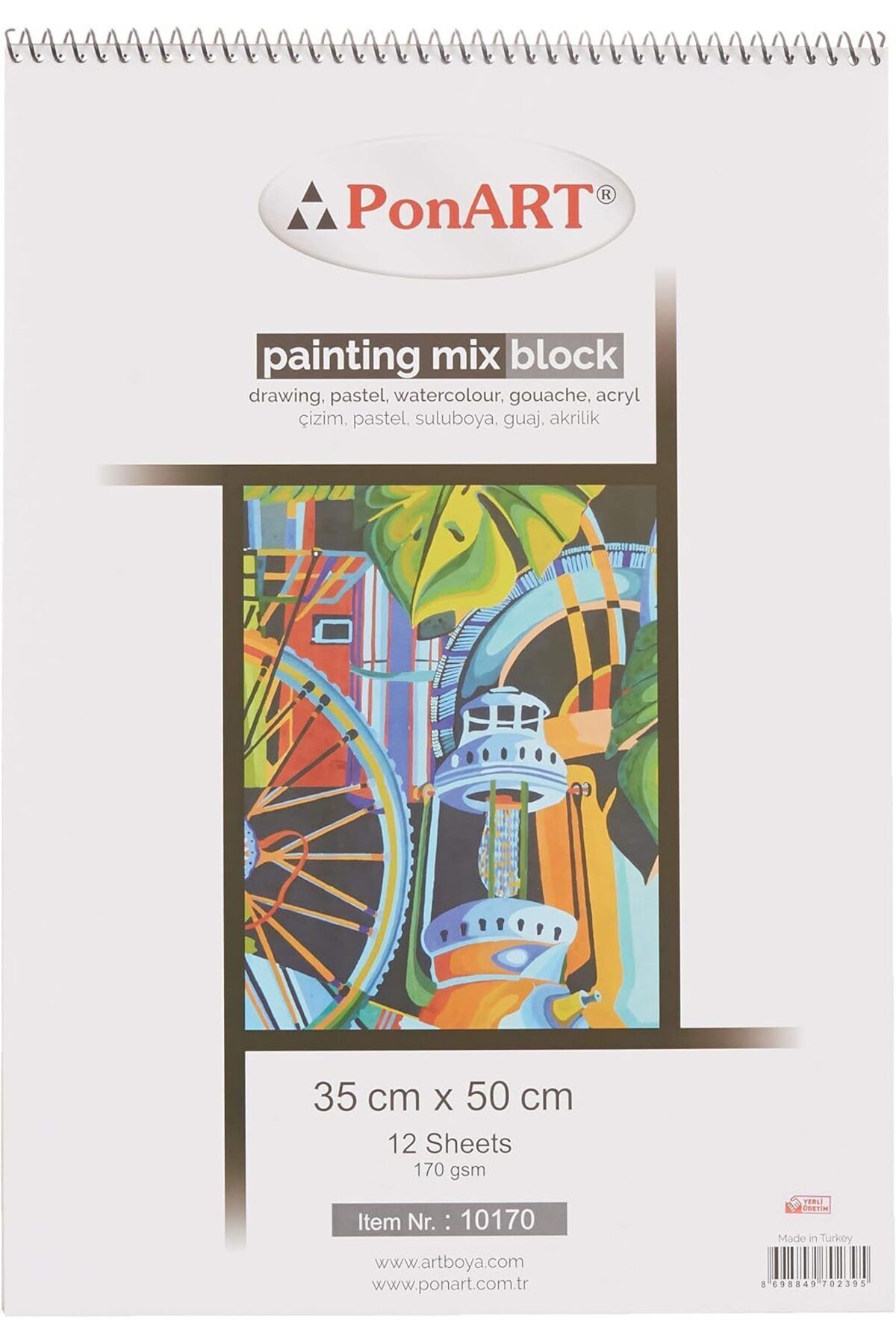 Ponart Painting Mix Blok Karışık teknik resim defteri 170 gr 35x50cm 12 Yaprak