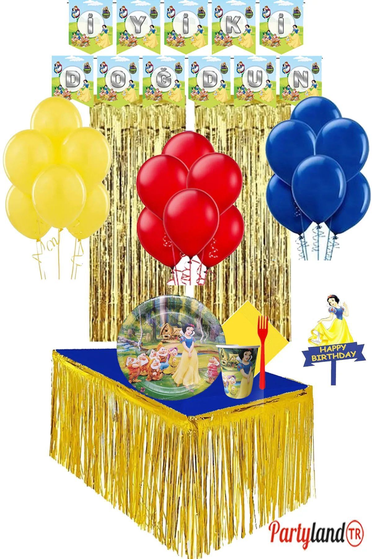 PartylandTR Pamuk Prenses 16 Kişilik Doğum Günü Parti Seti