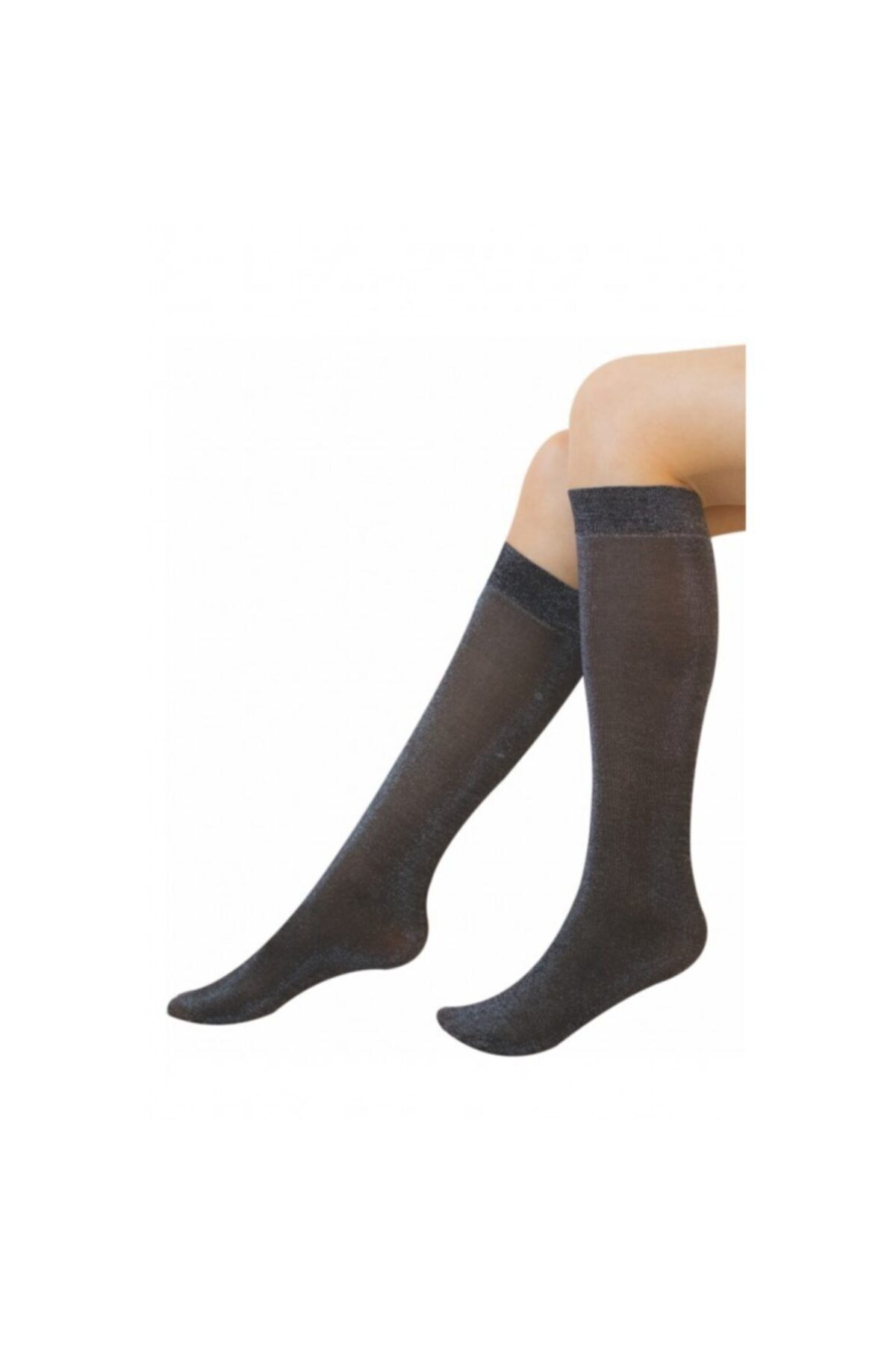 Daymod Kadın Siyah Simli Orta Kalın Dizaltı Pantolon Çorap