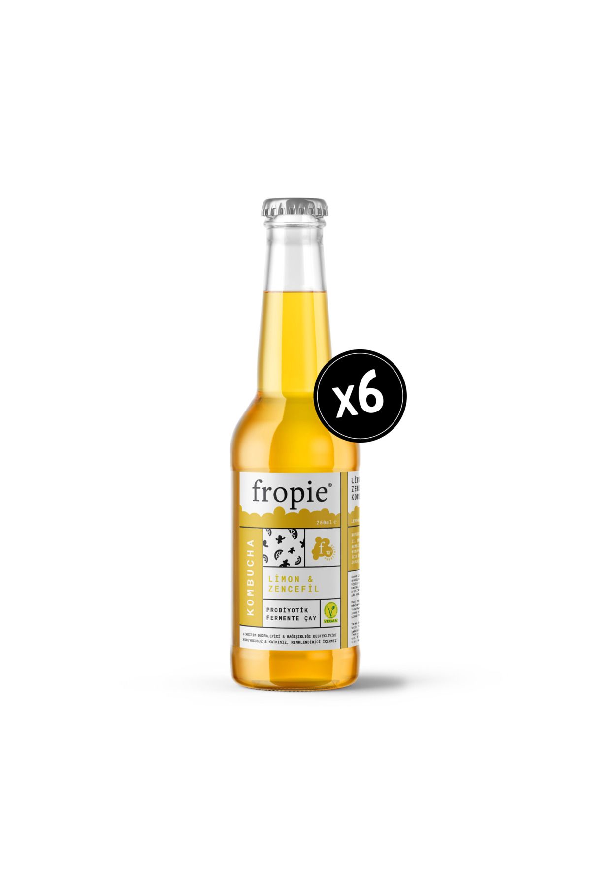 FROPİE Limon & Zencefilli Probiyotik Kombucha 250 ml X 6 Adet