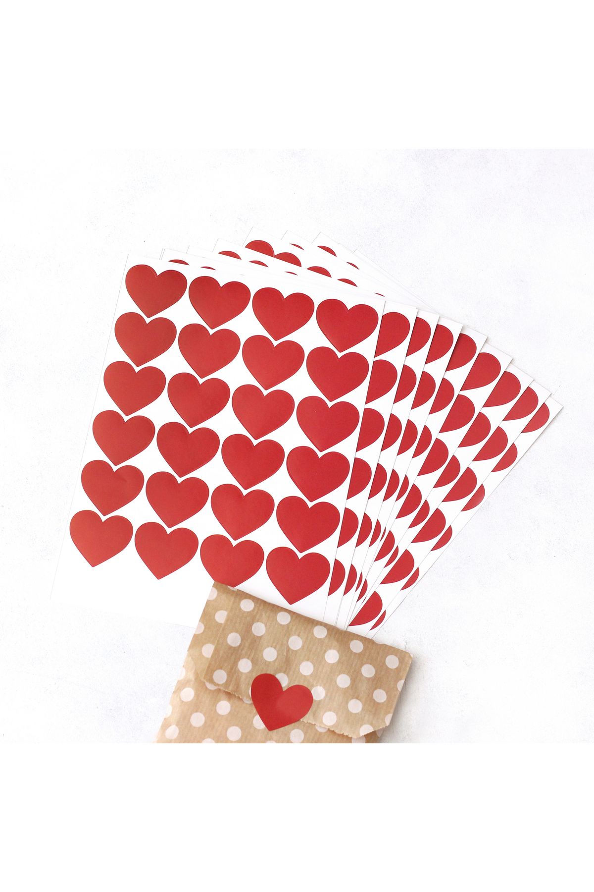 Bimotif Kırmızı Kalp Sticker, 3.2 Cm 10 Sayfa
