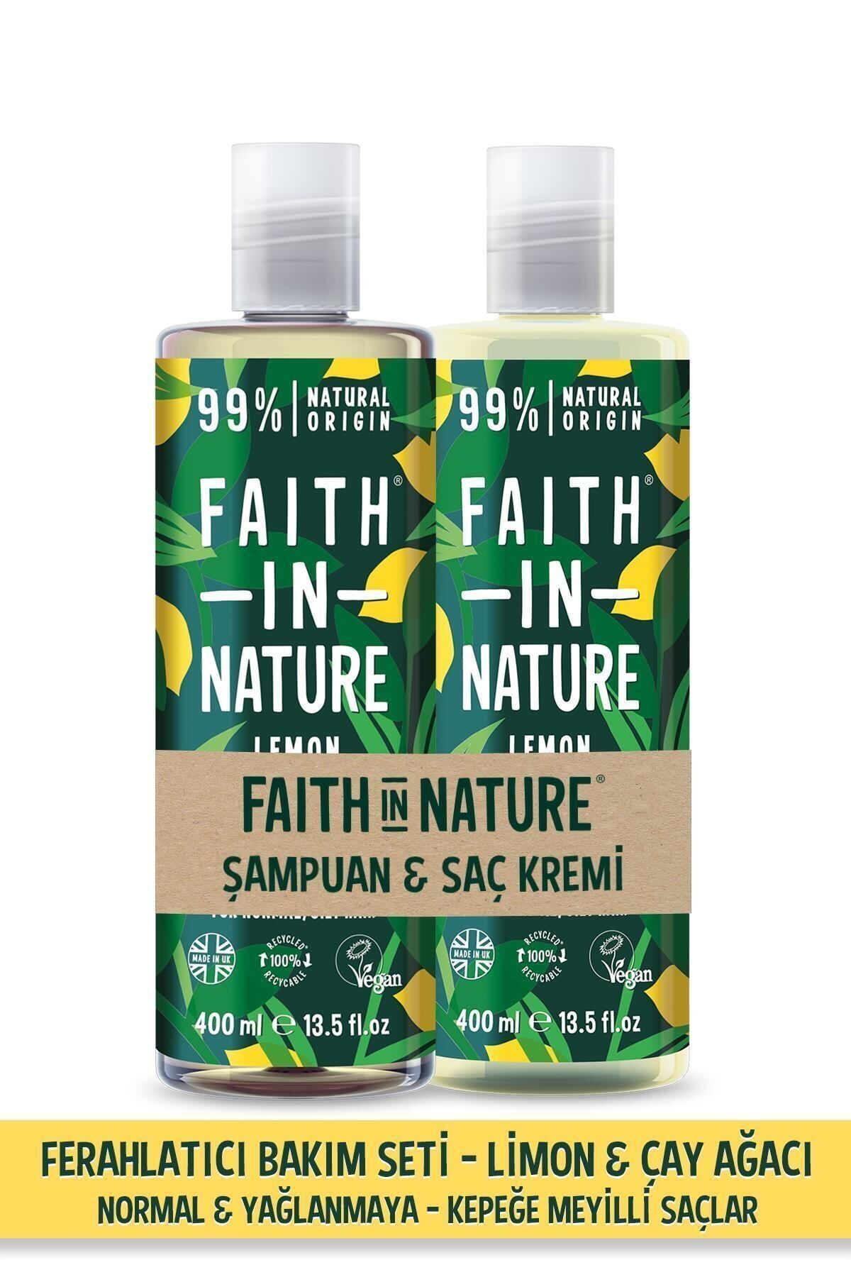 Faith In Nature %99 Doğal Ferahlatıcı Şampuan&Saç Krem Limon&Çay Ağacı