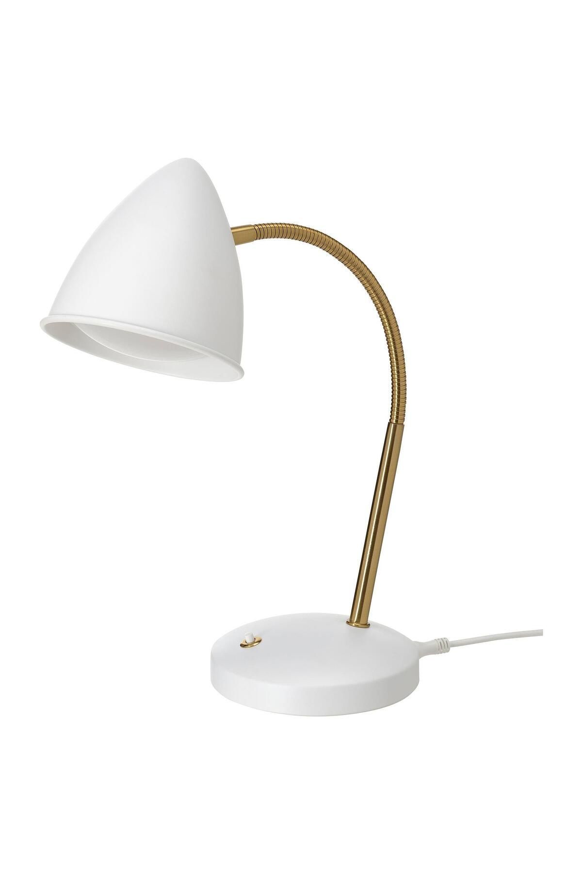 IKEA LED'li Çalışma-Okuma Lambası MeridyenDukkan Beyaz-Gold Rengi Masa Lambası