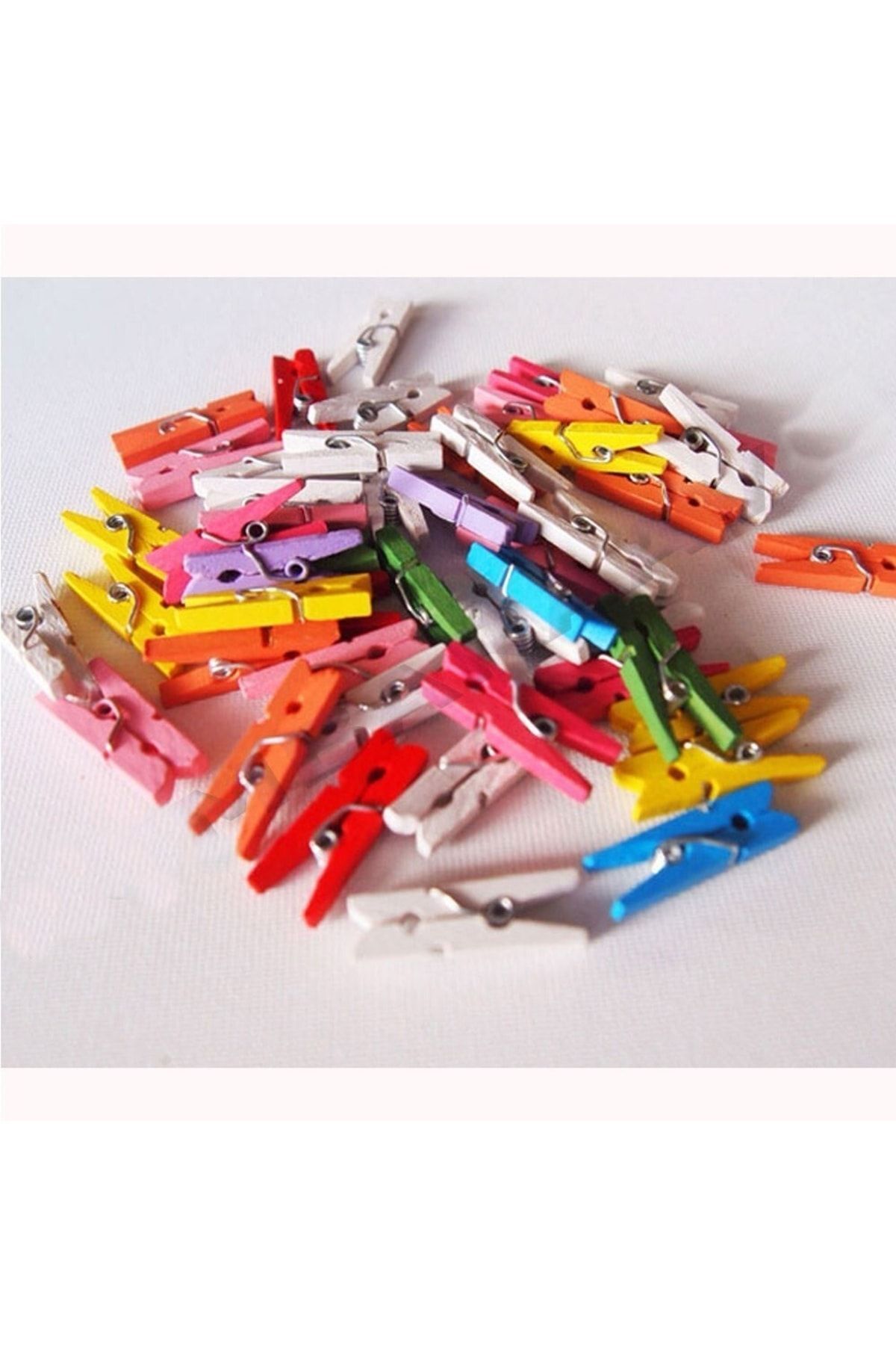 HKNYS Küçük Renkli Ahşap Mandal 100 Adet Paket Mini Renkli Mandal -dekoratif Fotoğraf Ve Süsleme Mandalı