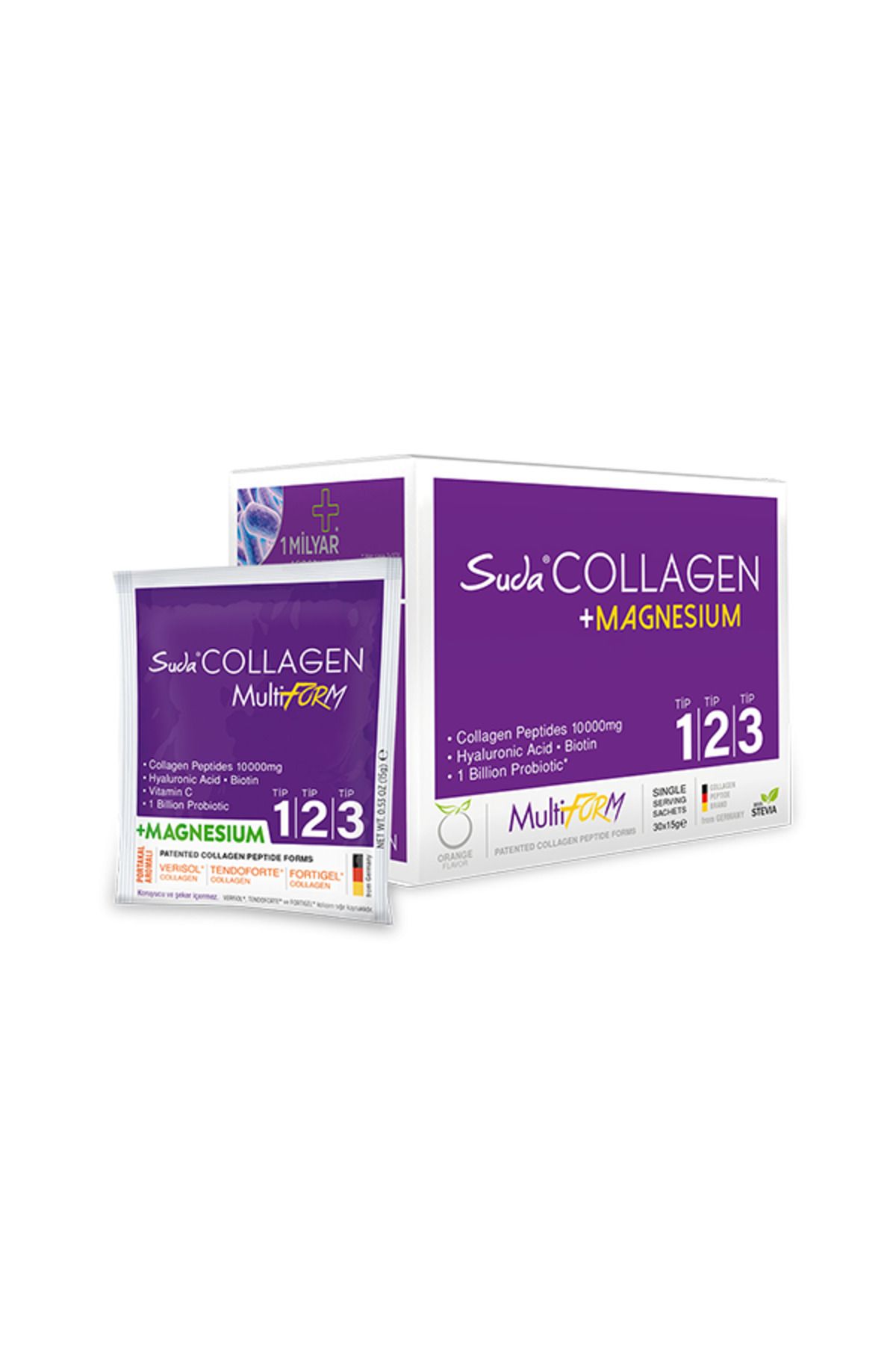 Suda Collagen Multiform Tip1 Tip2 Tip3 Kolajen & Magnezyum 15gx30 Sachet