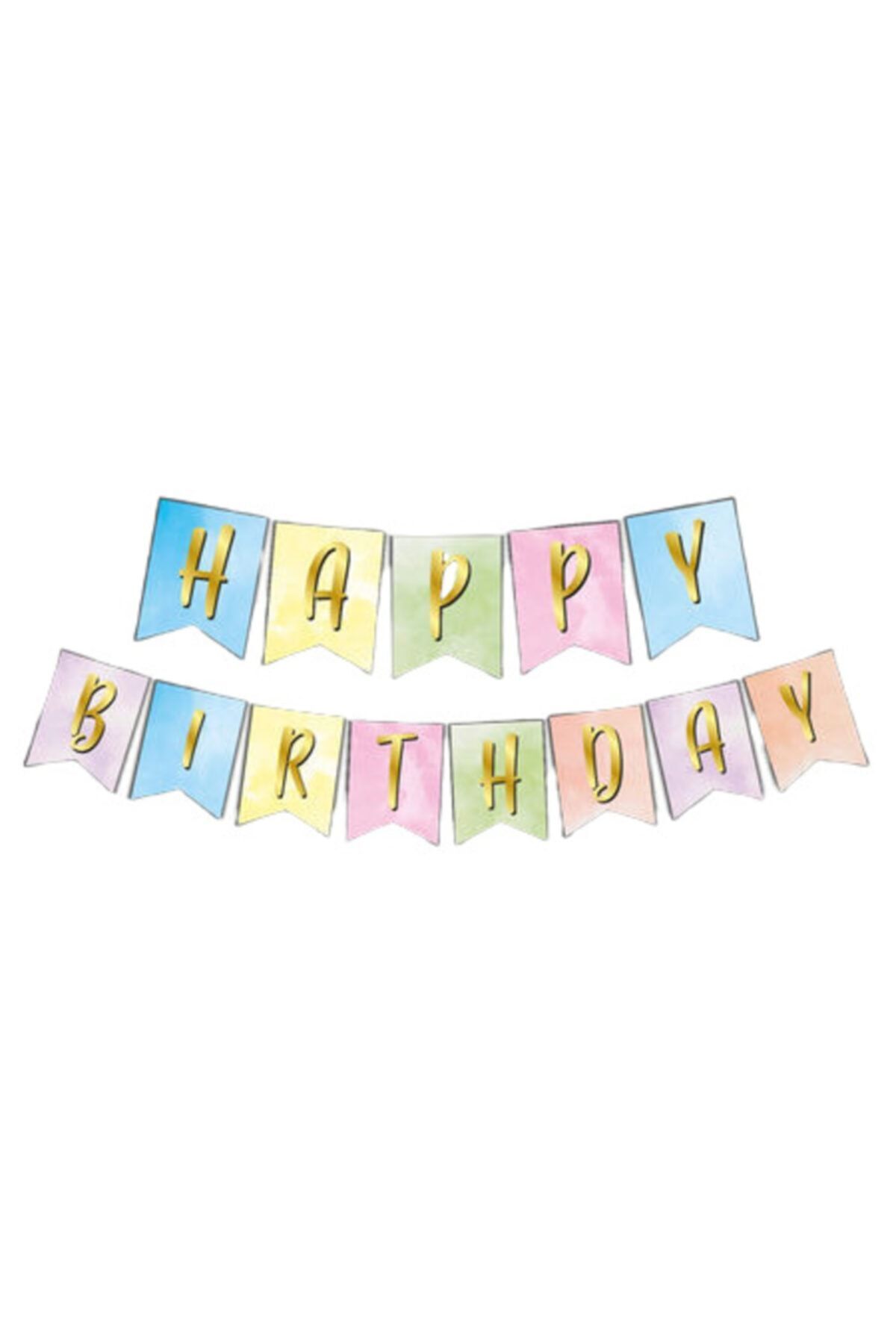 HKNYS Happy Bırthday Makaron Altın Rengarenk Doğum Günü Flama -dogum Günü Yazısı - Balonşehri
