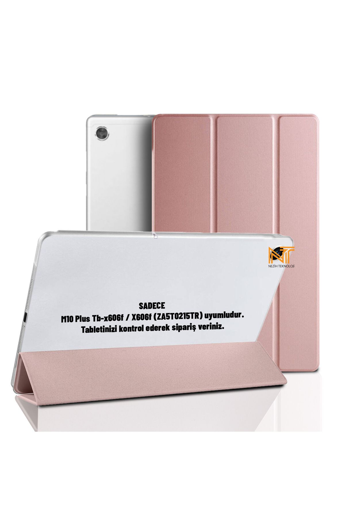 Nezih Case Lenovo Tab M10 Plus Tb-x606f / X606f (ZA5T0215TR) Katlanabilir Standlı Slim Back Smart Cover