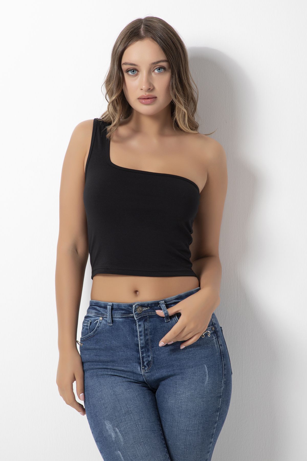DONEX 3374 Tek Askı Crop Siyah