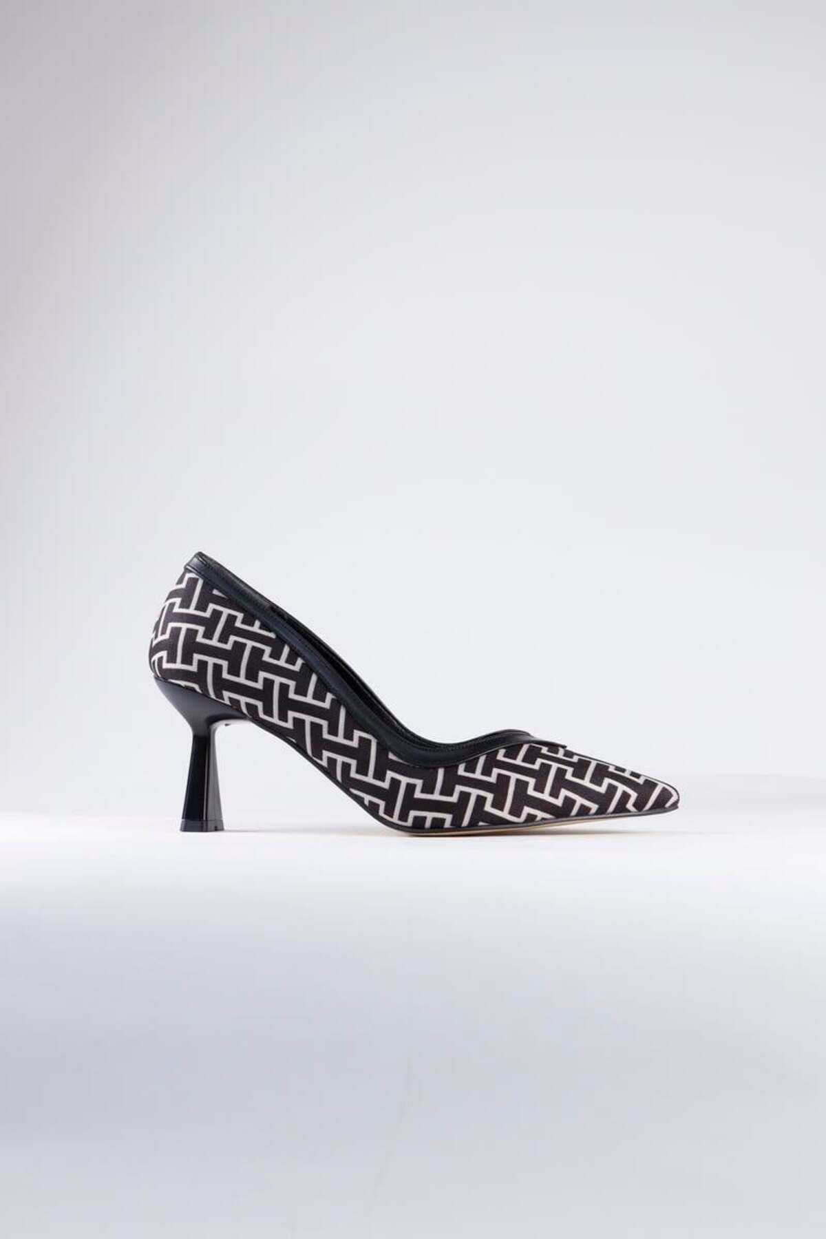 NiceDiffer Kadın Topuklu Ayakkabı Kumaş Desenli Stiletto