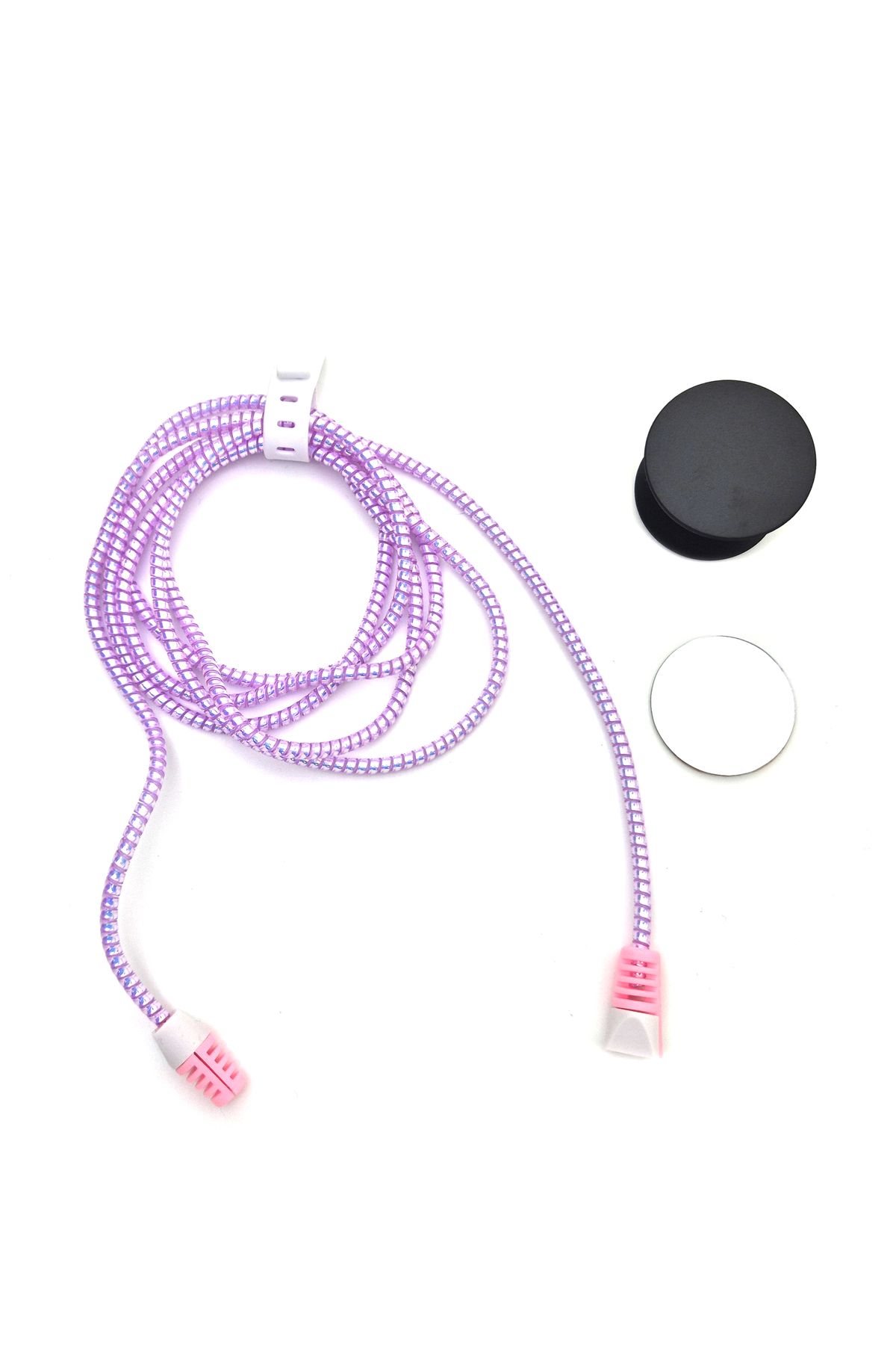 Spelt Tüm Kablolara Uyumlu Laser Pink Kablo Koruyucu Spiral Kemer Telefon Tutucu Soket Ayna Körük Se