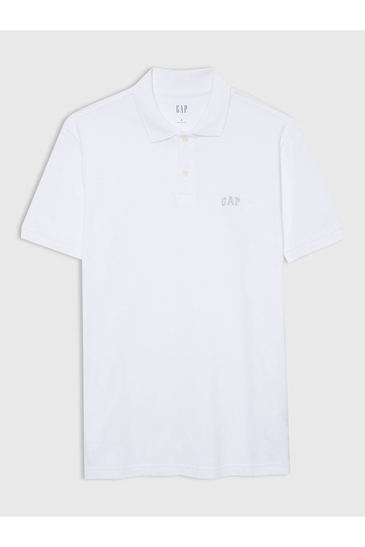 GAP Erkek Beyaz Logo Piqué Polo Yaka T-shirt