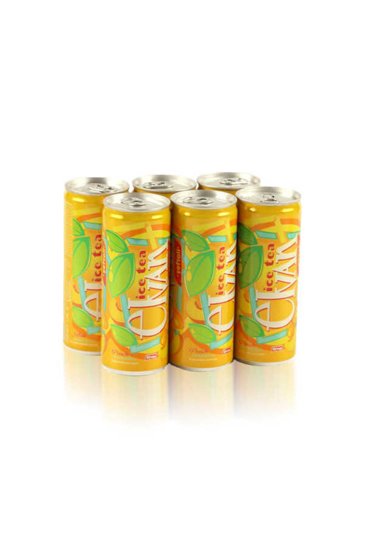 Elvan Ice Tea Teneke Kutu Şeftali Aromalı Soğuk Çay 6lı Paket 250 ml