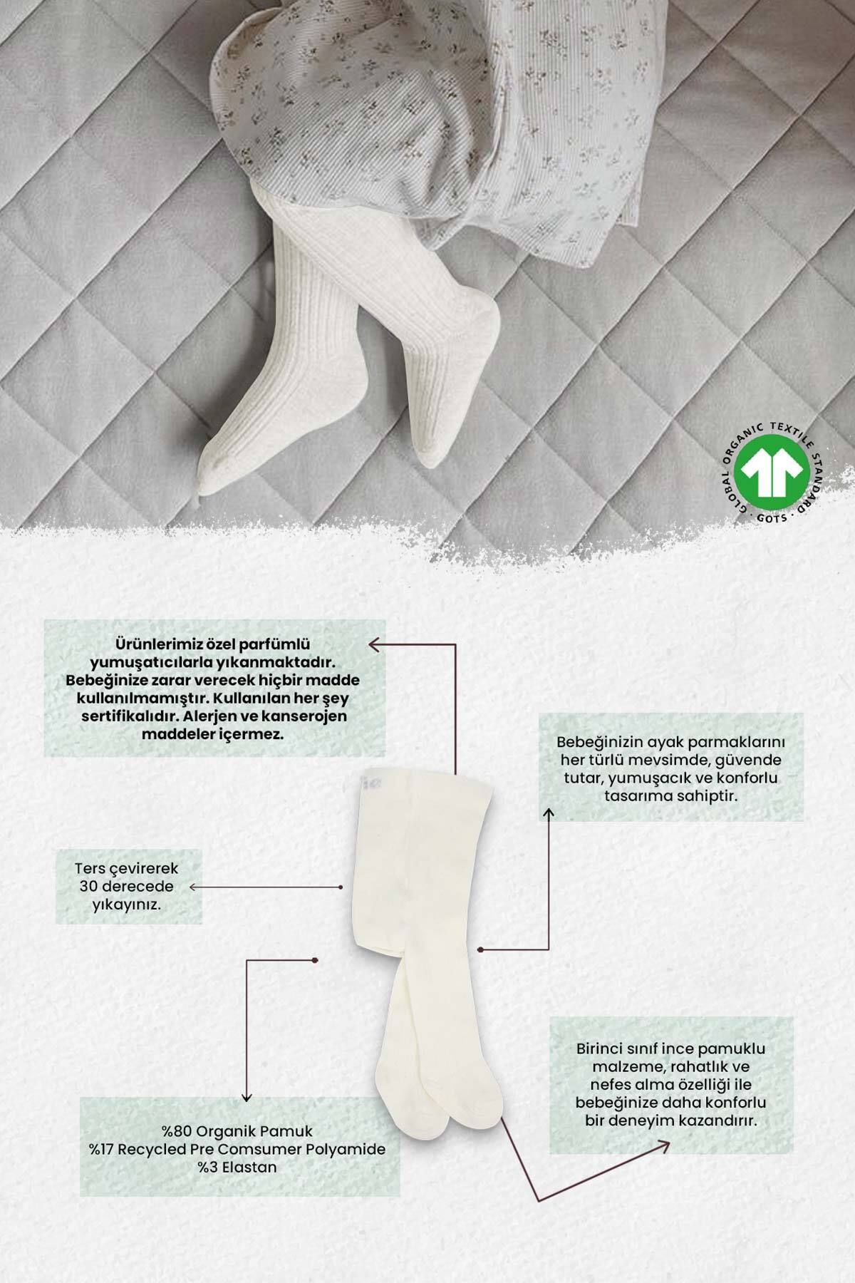 Biorganic Unisex Bebek Külotlu Çorap Ekru