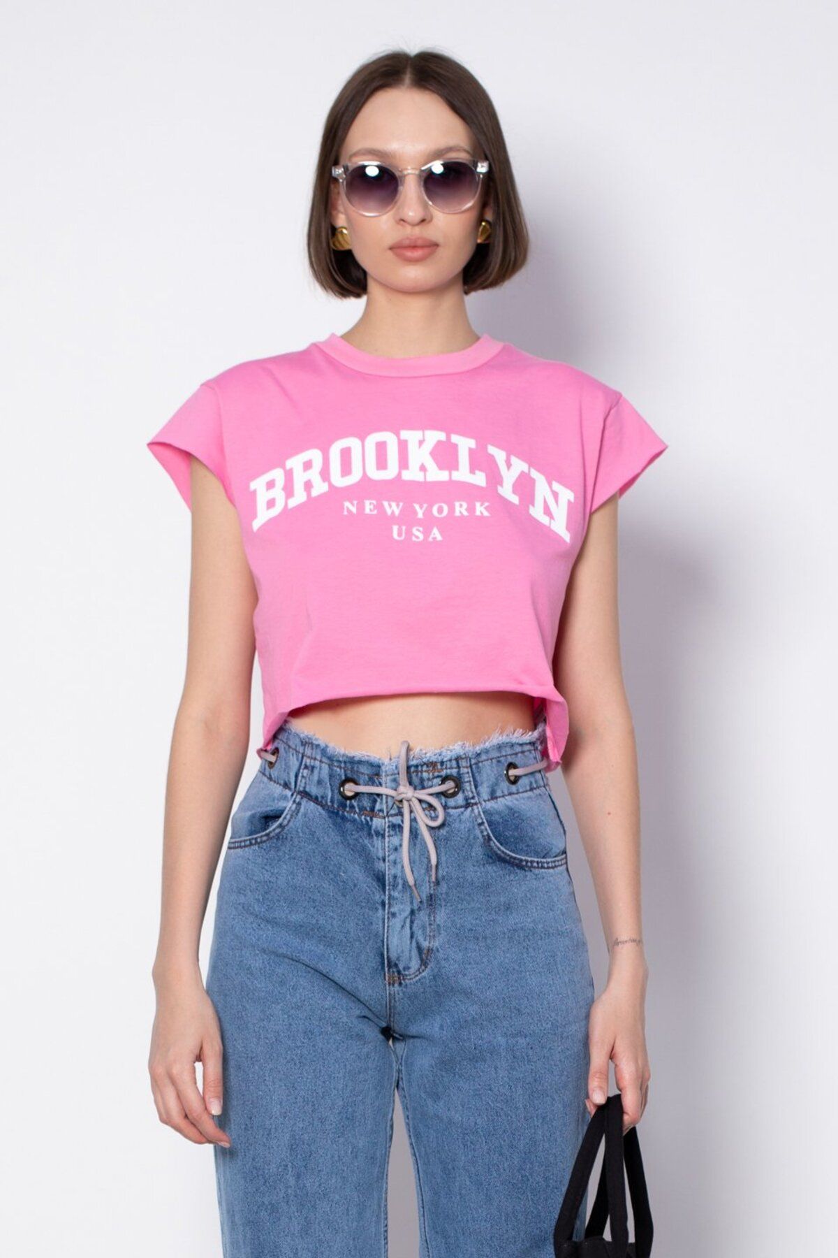BARRELS AND OIL Brooklyn Baskılı T-Shirt - Fuşya