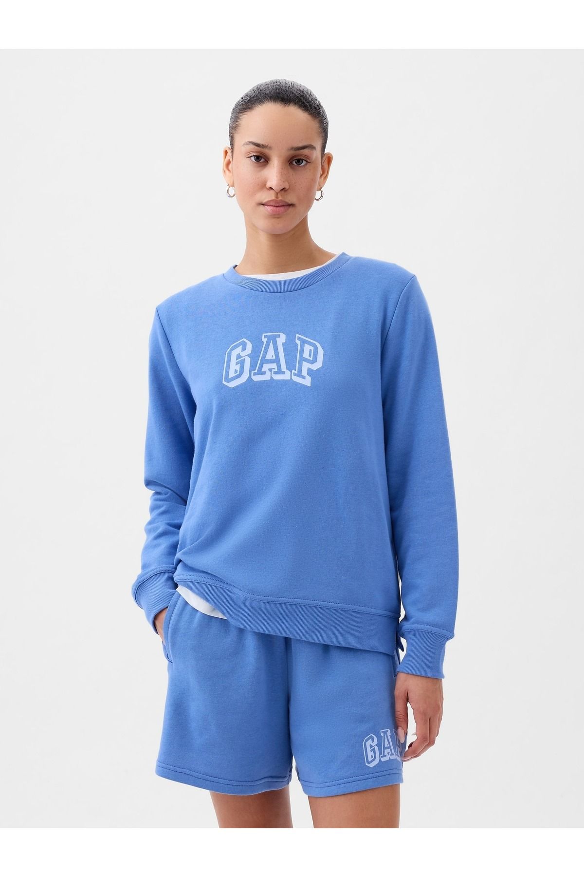 GAP Kadın Mavi Gap Logo Relaxed Fransız Havlu Kumaş Sweatshirt