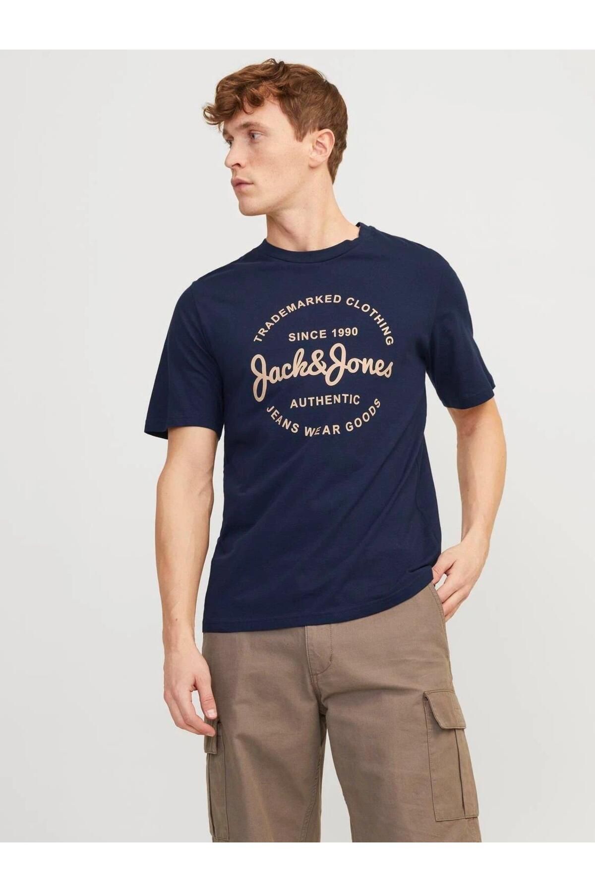 Jack & Jones Jjforest Tee Ss Crew Neck- Navy Blazer 12247972-na