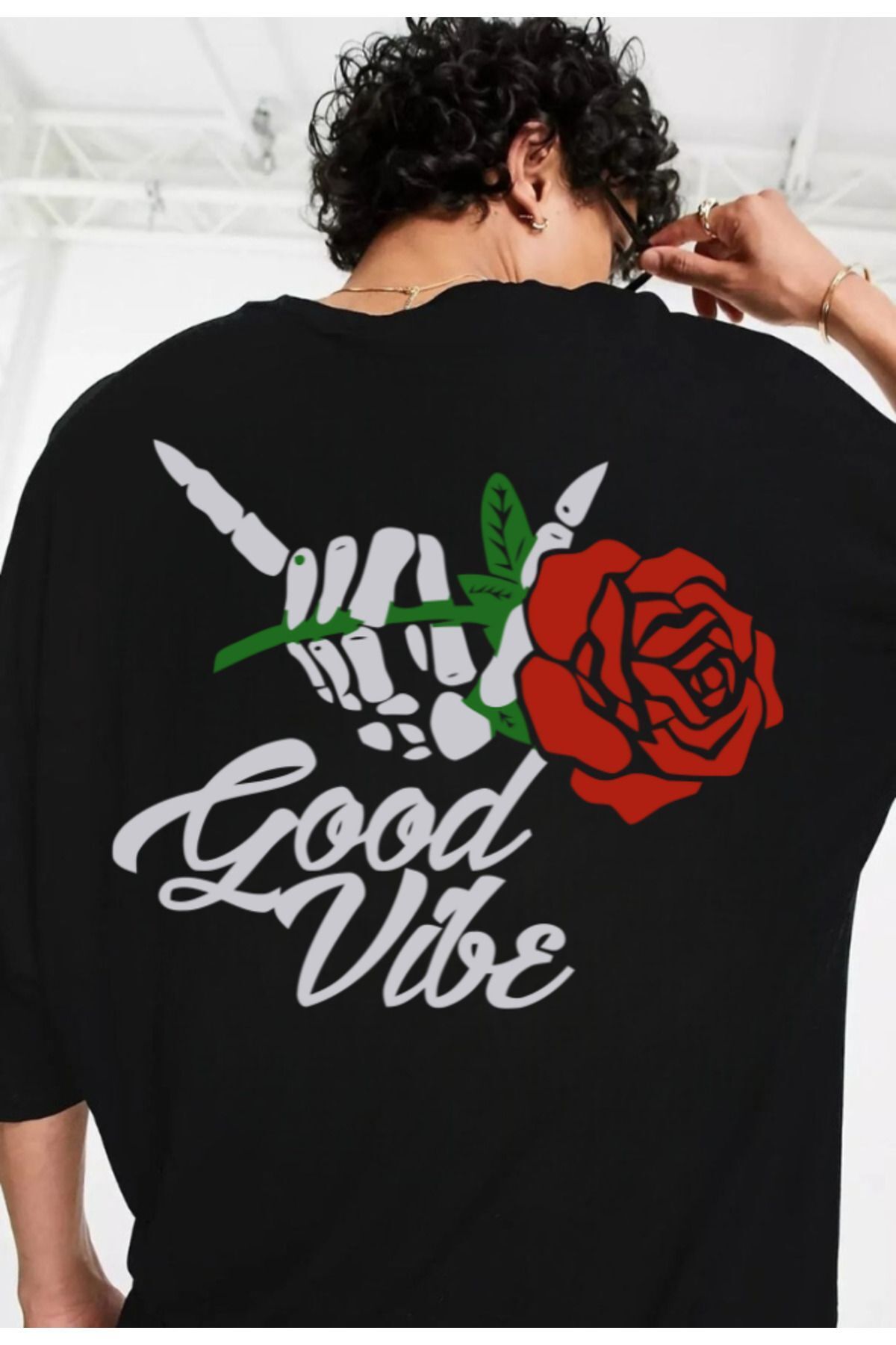 kraliyetdokunuşu "Good Vibe" Baskılı Oversize Sweatshirt