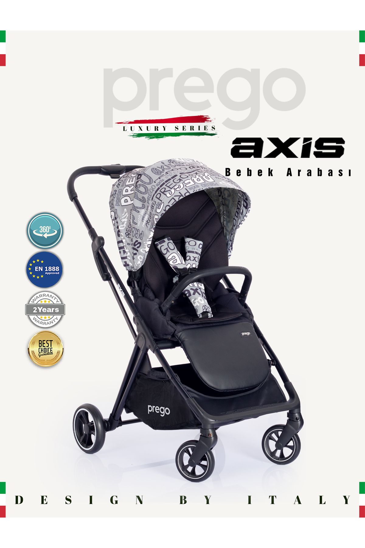 Prego Axis 360 Derece Dönebilen Oturma Üniteli Çift Yönlü Bebek Arabası