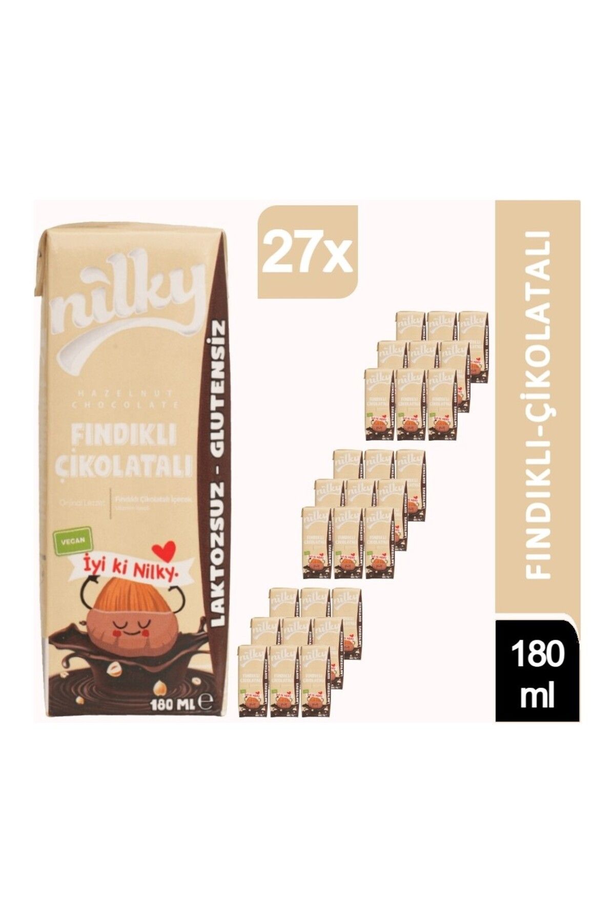 NİLKY Nilky Fındıklı Çikolatalı Süt Glütensiz Bitkisel Bazı Laktosuz 27 X 180 ml