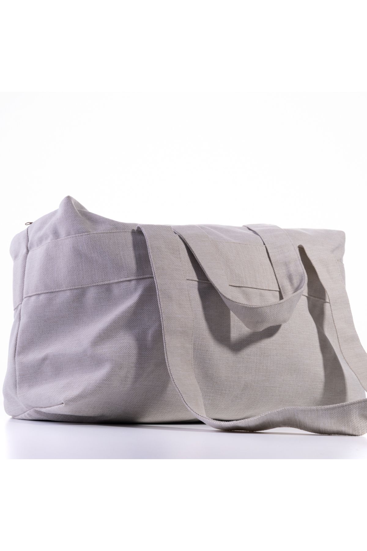 Bimotif Poly keten kumaştan seyahat çantası, 60x45 cm, gri