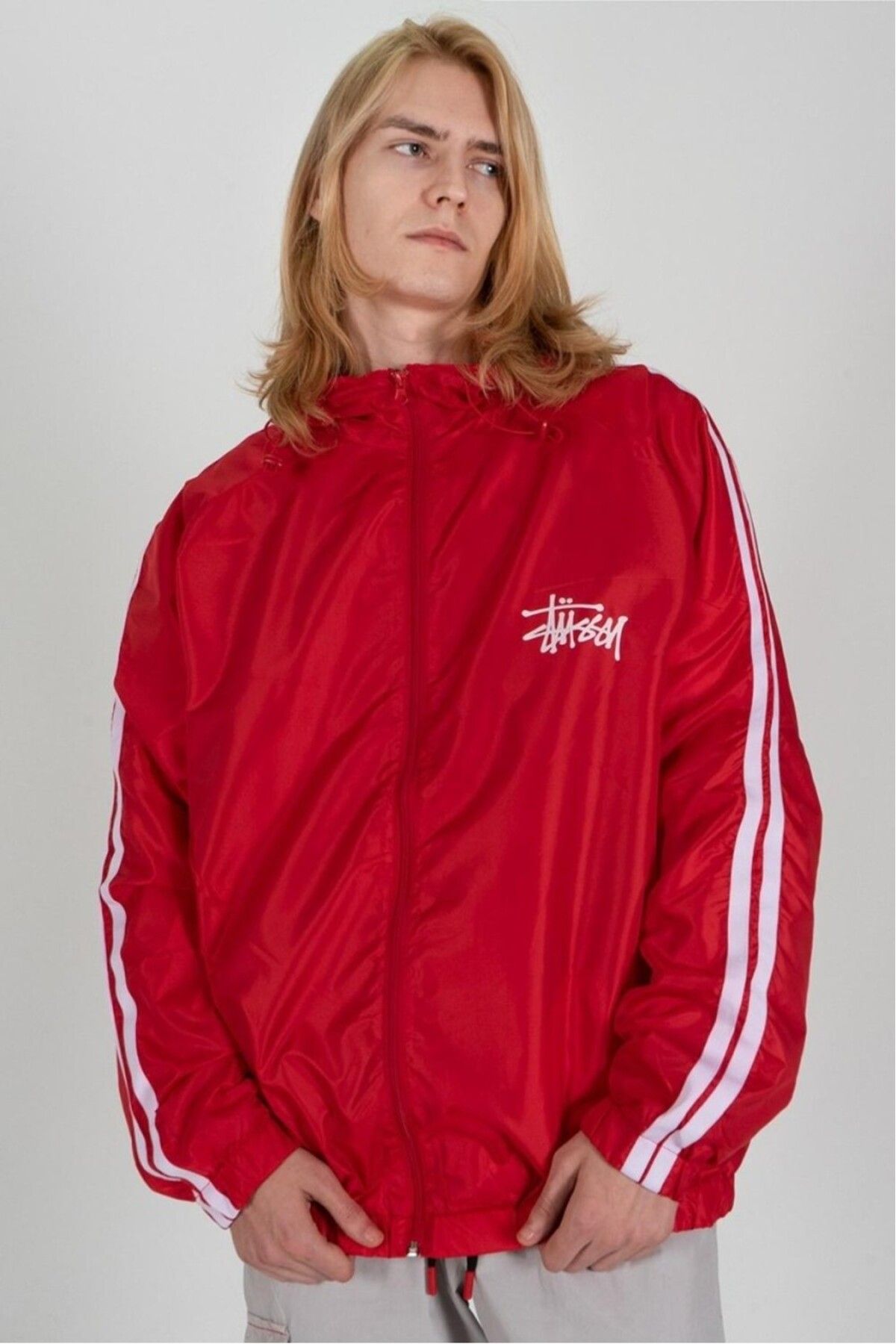 Stussy Street Style Kırmızı Erkek Ceket Yağmurluk Pg1073kz