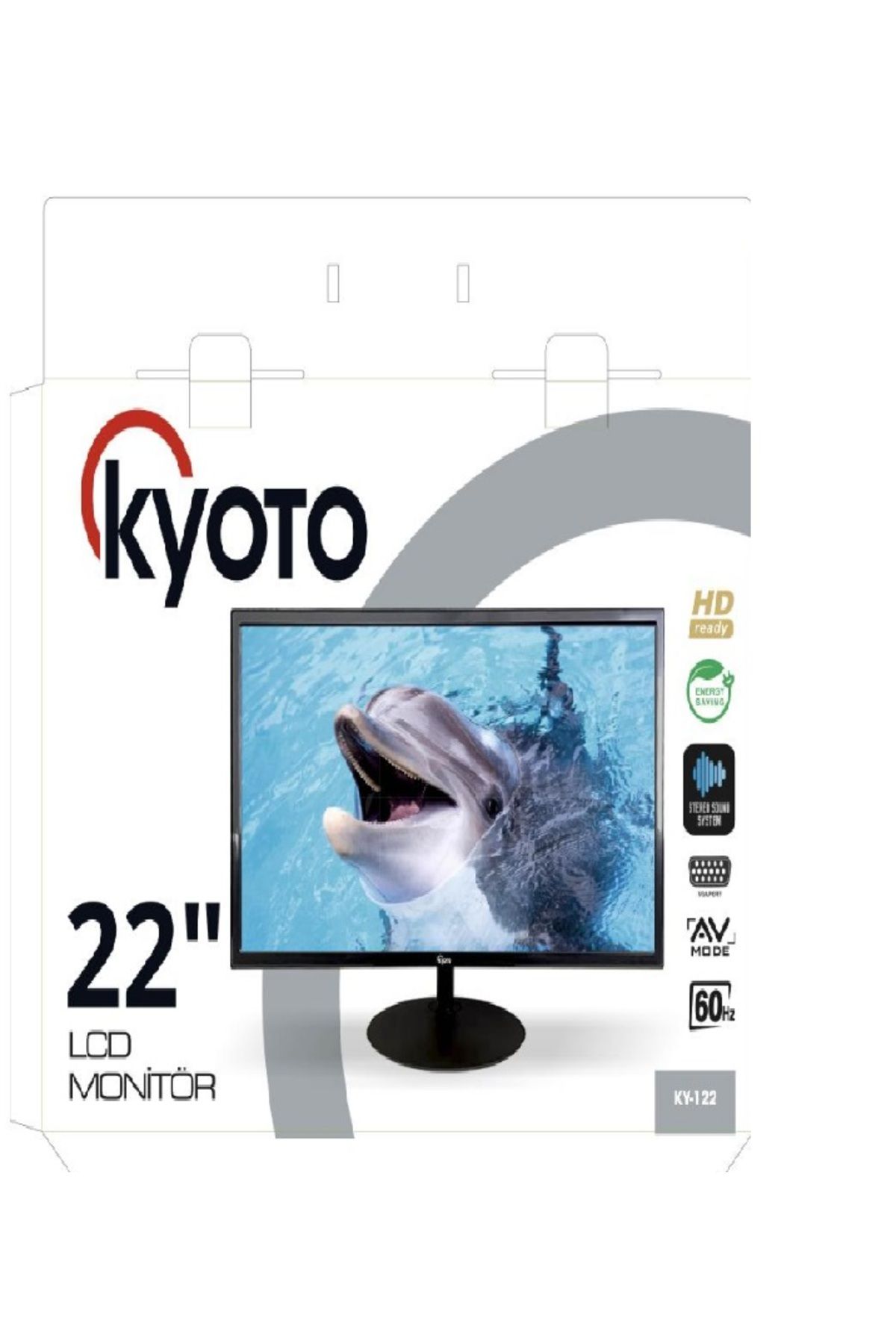 Kyoto Ky-122 22'' HD LED CCTV Monitör Vga-HDMI-Rca Girişli Hoparlörlü+Kumandalı