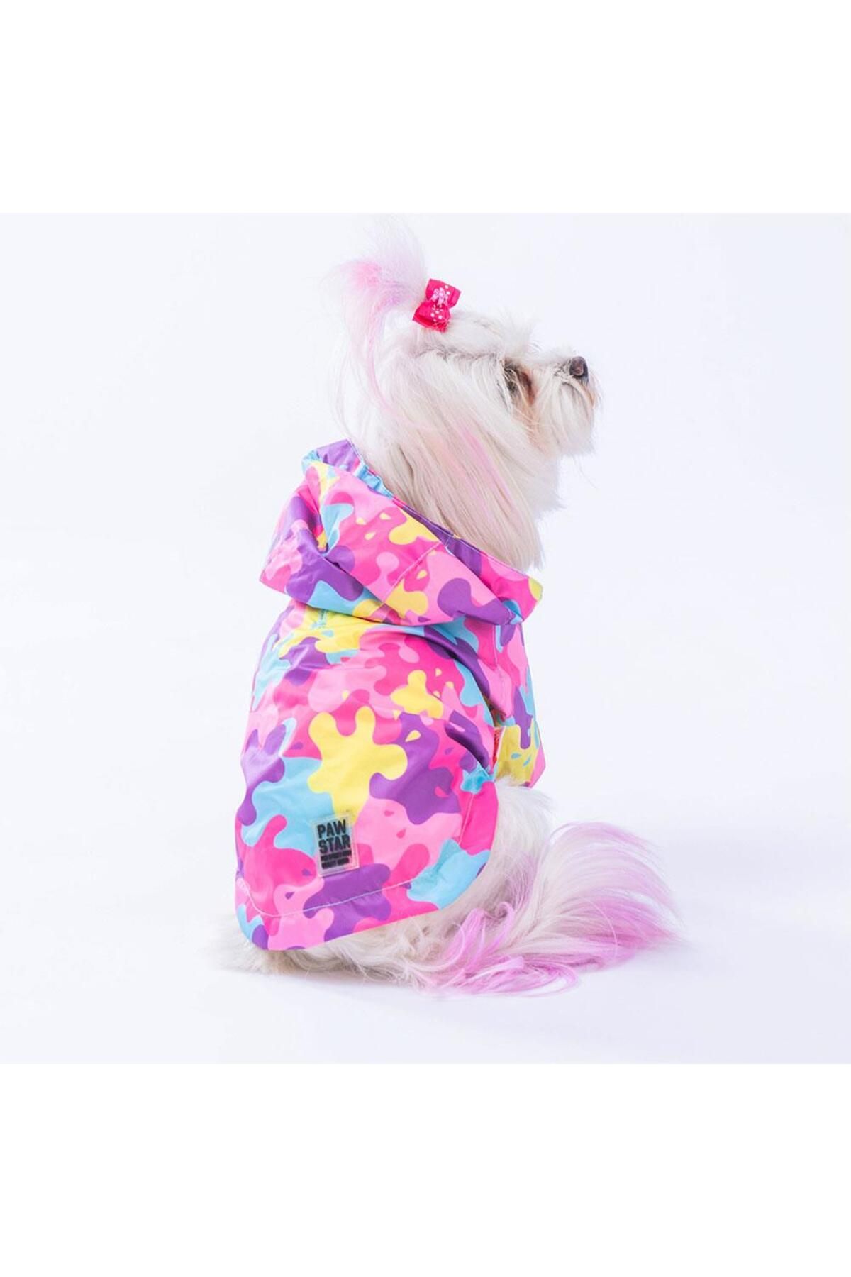 Pawstar Rosea Camouflage Fileli Köpek Montu Köpek Yağmurluk Köpek Kıyafeti Köpek Elbisesi