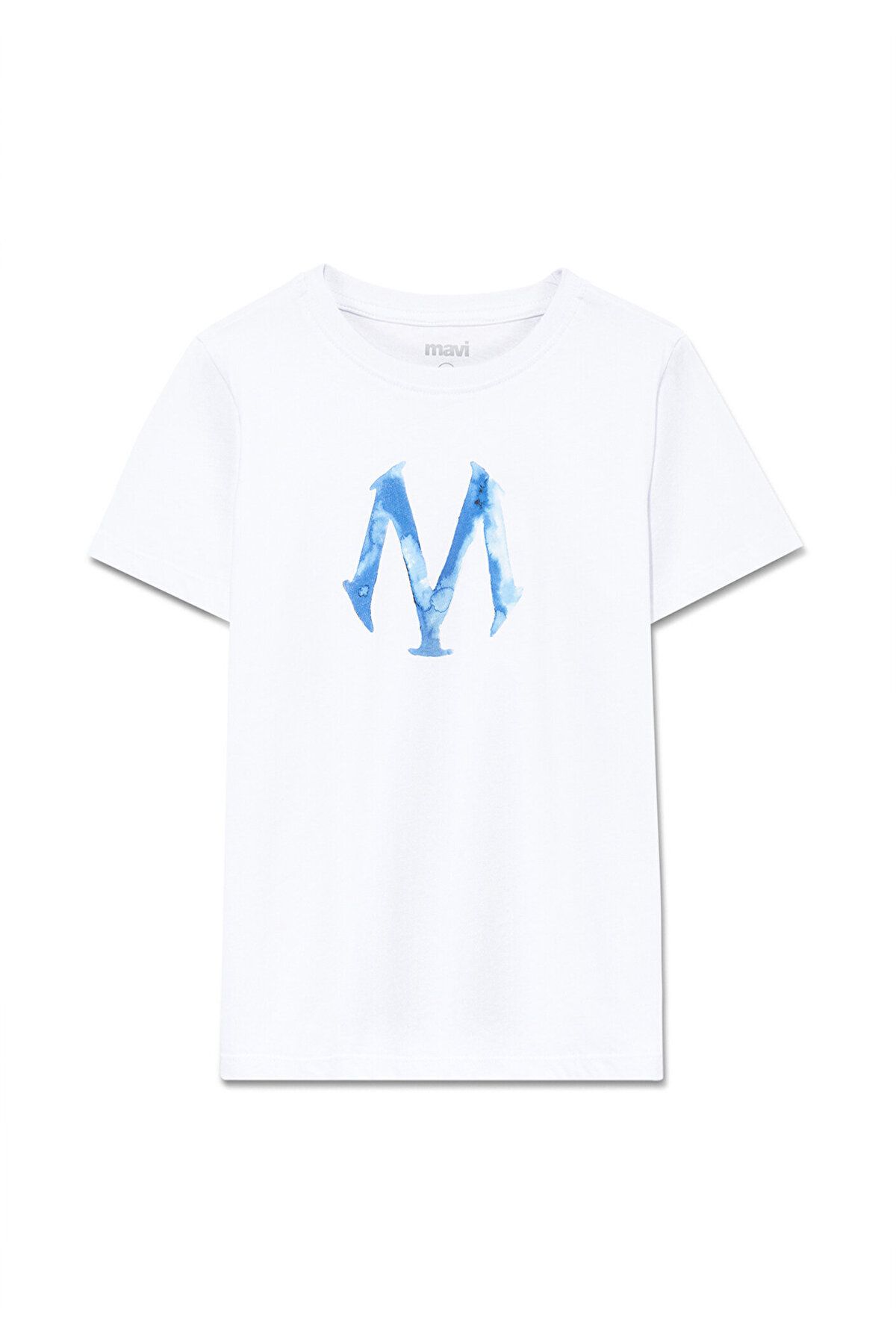 Mavi Mühür Logo Baskılı Beyaz Tişört Regular Fit / Normal Kesim 6610063-620