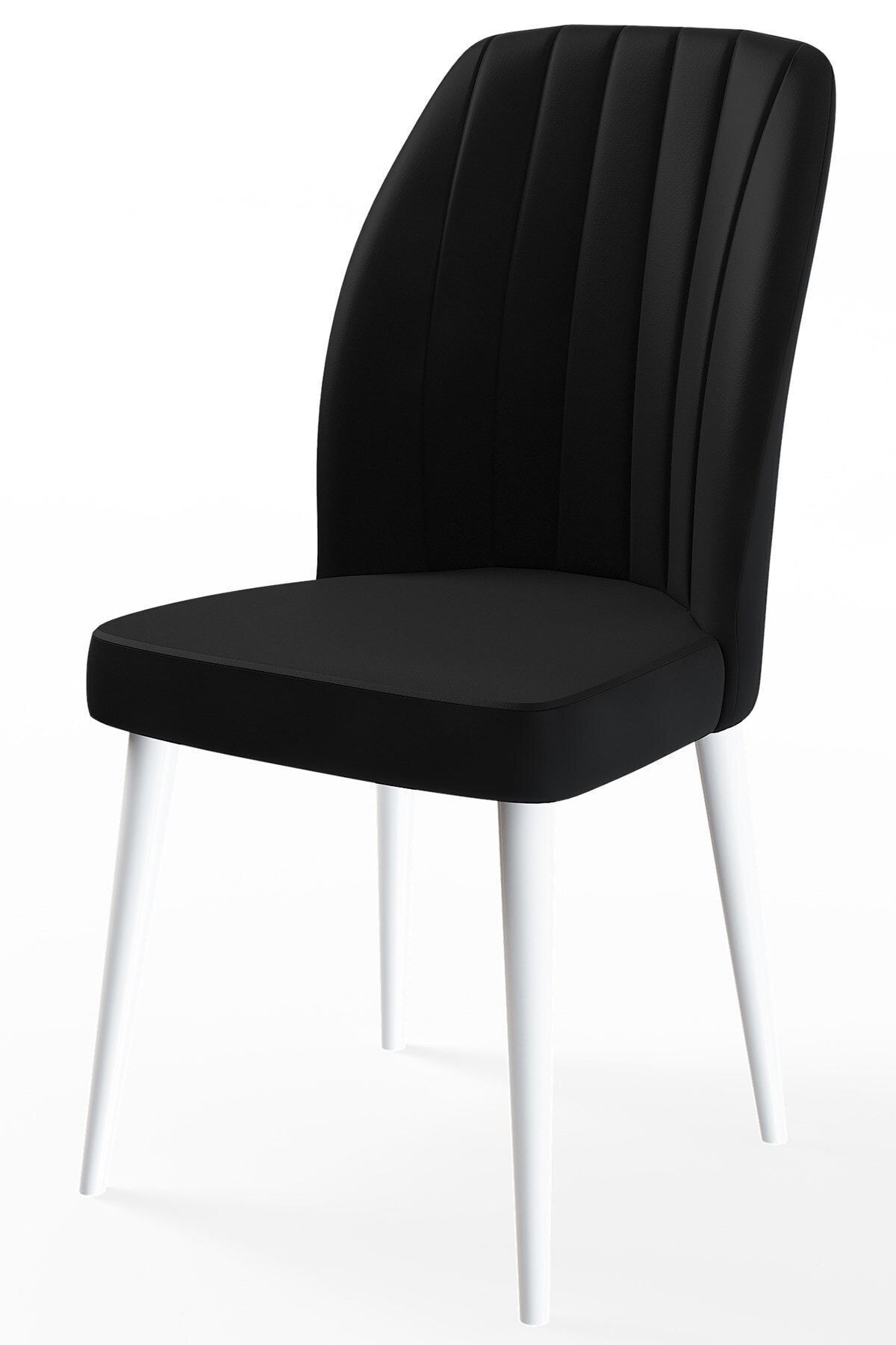 Canisa Concept Etra Serisi Siyah Sandalye Beyaz Gürgen Ayak