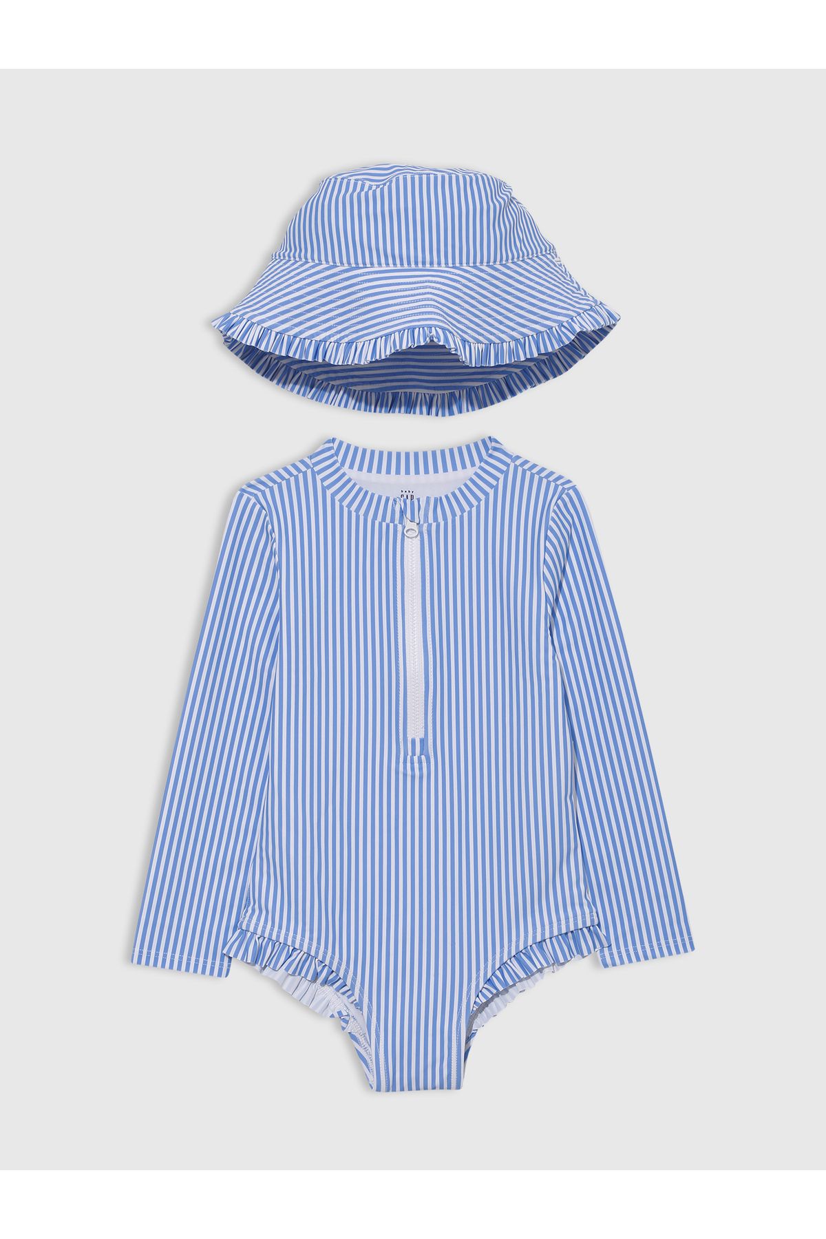 GAP Kız Bebek Mavi Şapkalı 2'li Mayo Set