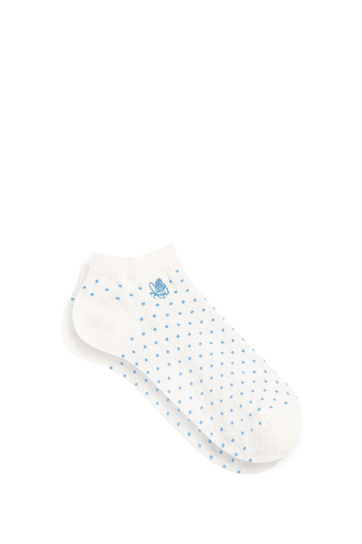 Mavi Baskılı Beyaz Babet Çorap 1911869-620