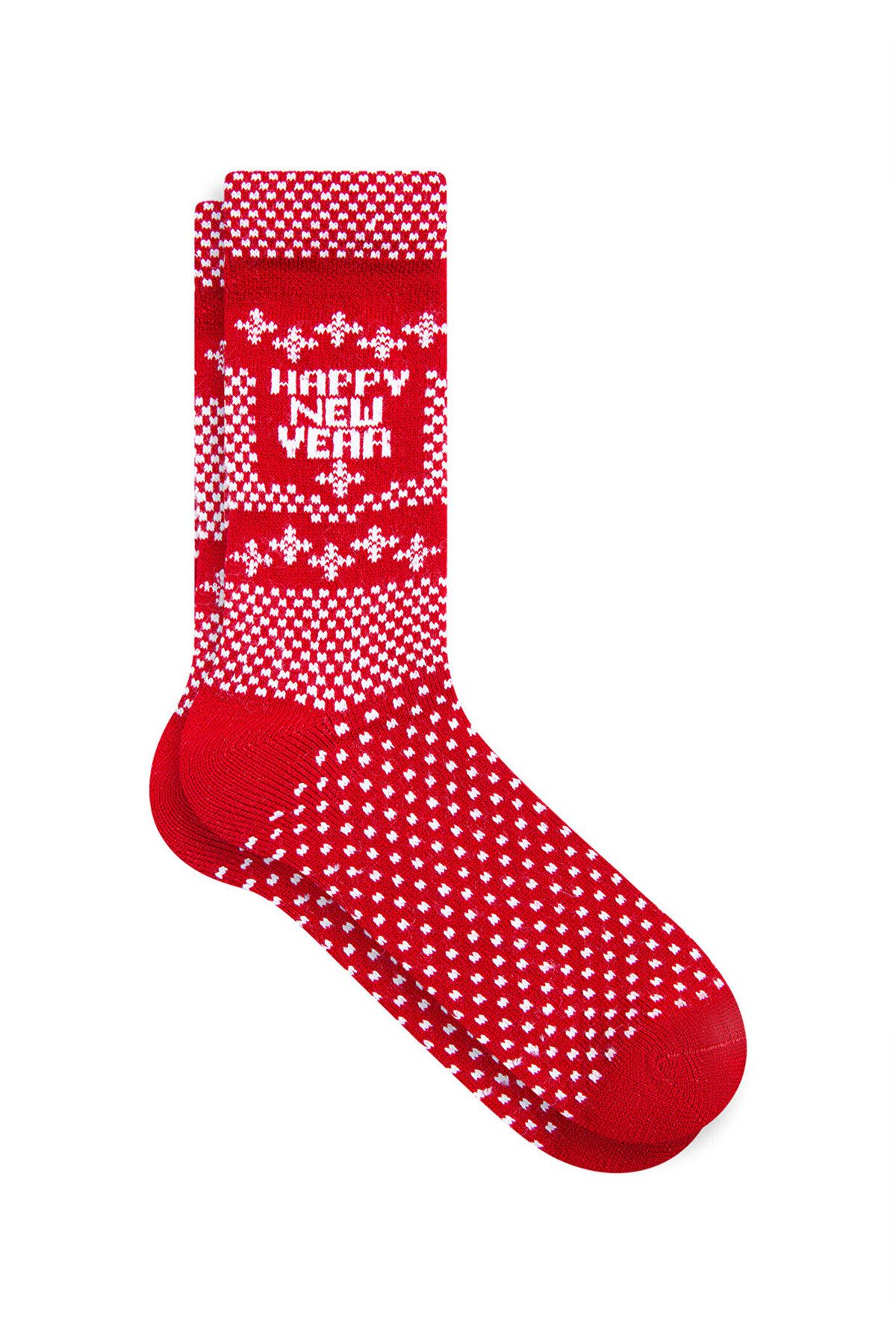 Mavi Yılbaşı Temalı Kırmızı Bot Çorabı 0911256-32421