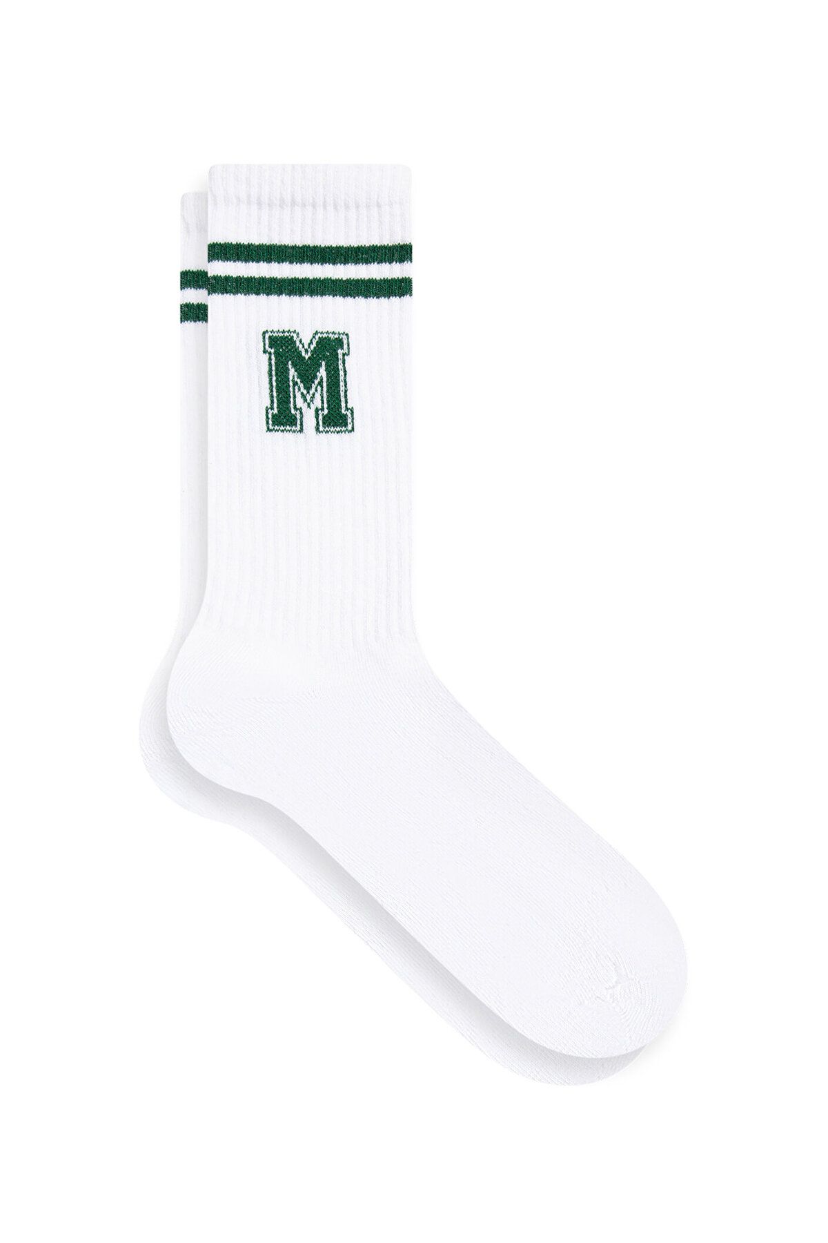 Mavi M Logo Beyaz Soket Çorap 1911870-620