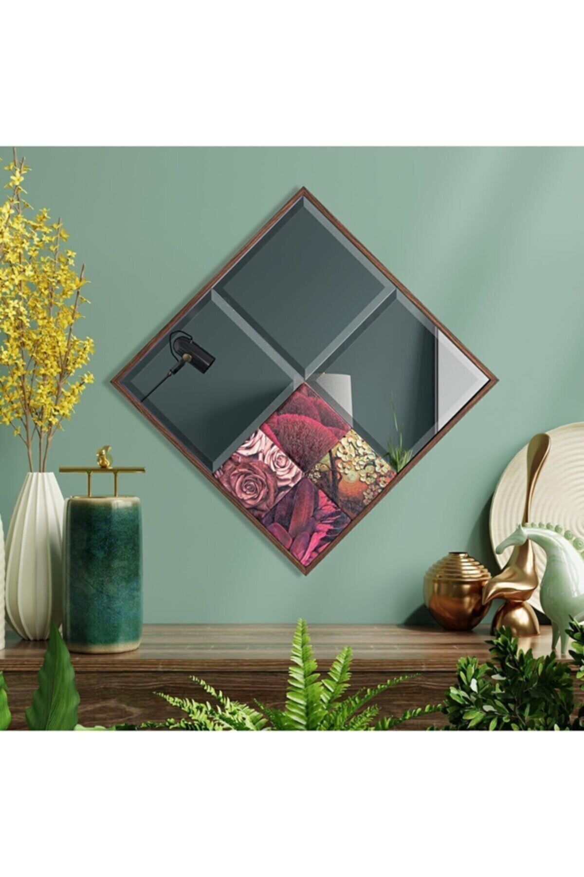 L'occi Concept Brookly Dekoratif Yuvarlak 42x42 Cm Antre Salon Mutfak Banyo Ofis Doğal Ağaç Marakeş Bizoteli Ayna