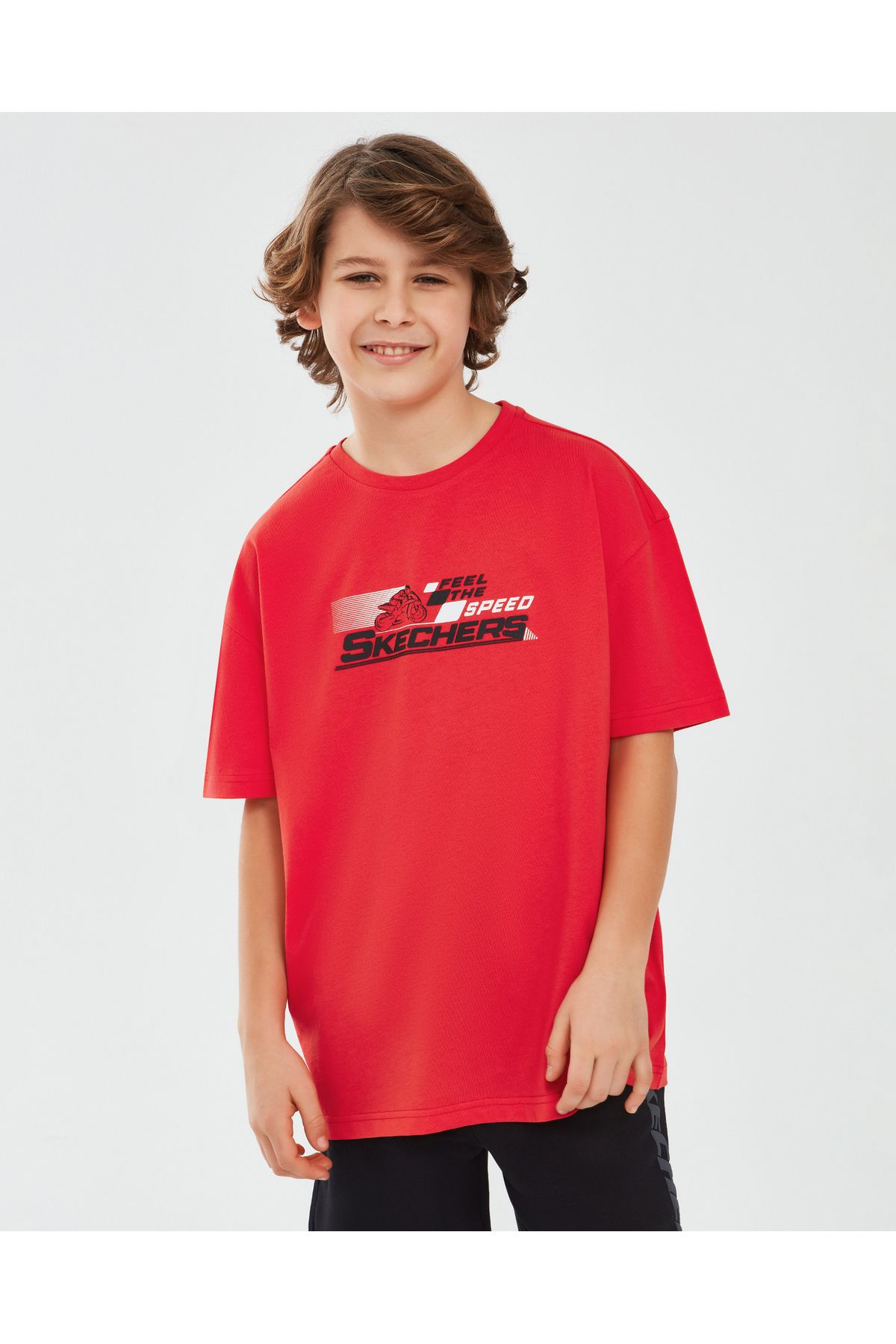 Skechers Graphic Tee B Short Sleeve Büyük Erkek Çocuk Kırmızı Tshirt Sk241020-600