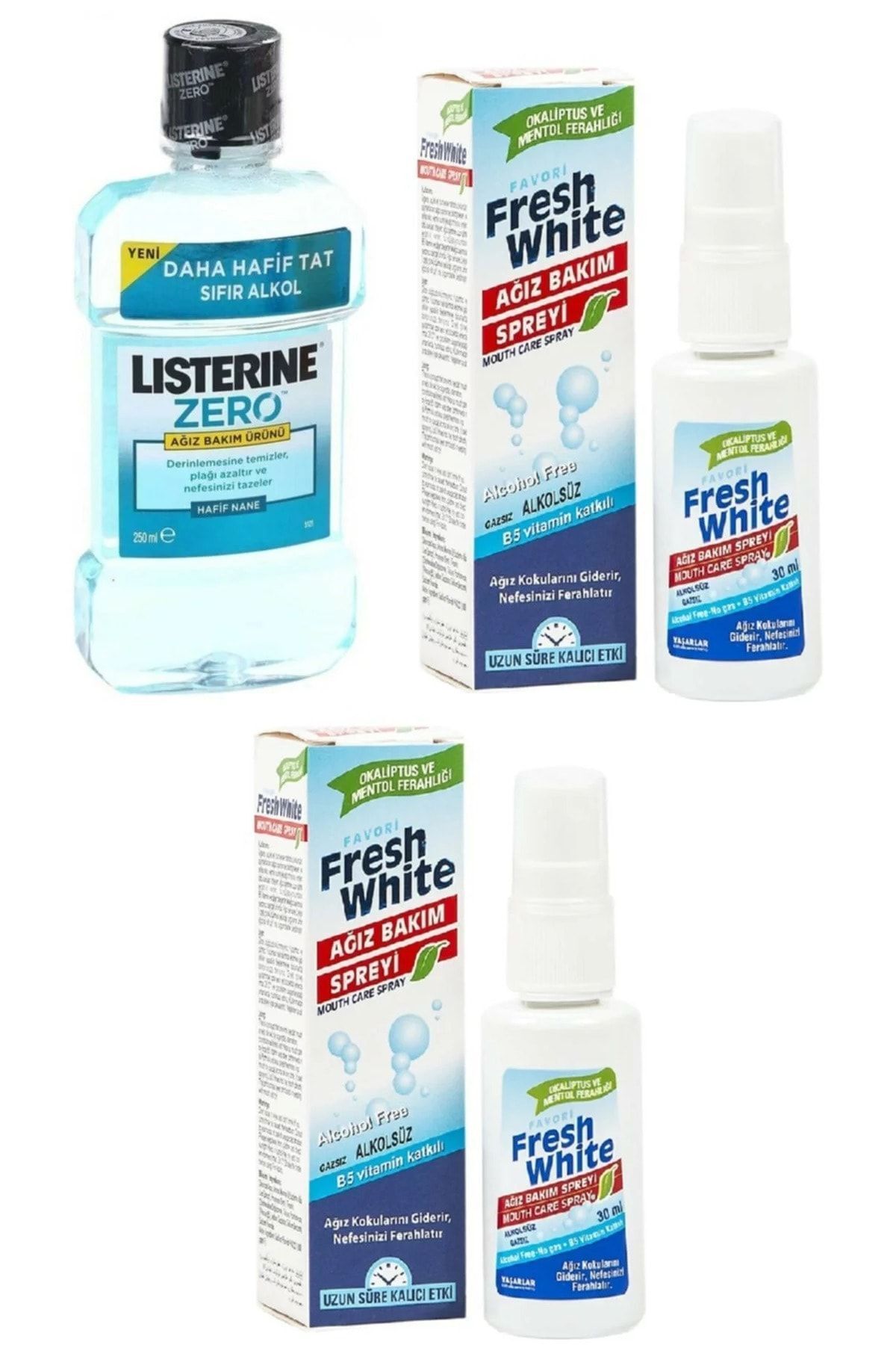 Listerine Gargara Lısterıne Alkolsüz Ağız Gargara Suyu Ağız Kokusu Giderici Önleyici Sprey 2 Adet 30 ml