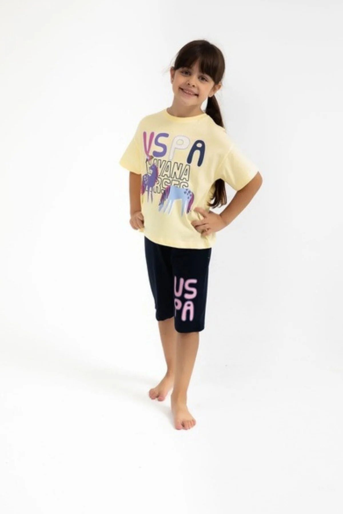 U.S. Polo Assn. Kısa Kollu Kız Çocuk Pijama Takımı
