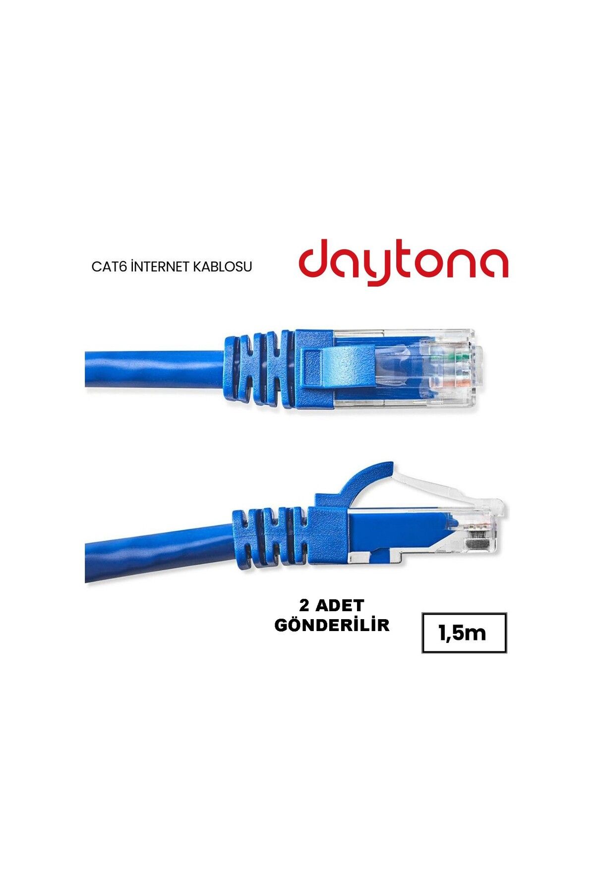 Daytona A5208 Cat6 Gigabit Internet Ethernet 10gbps Rj45 Lan Kablosu 1,5 Metre (2 ADET)