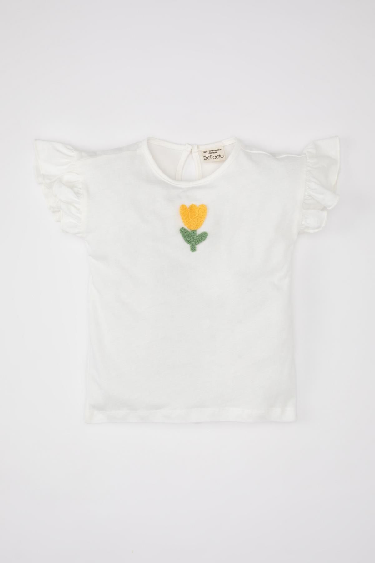 Defacto Kız Bebek Çiçekli Kısa Kollu Tişört C5970a524sm