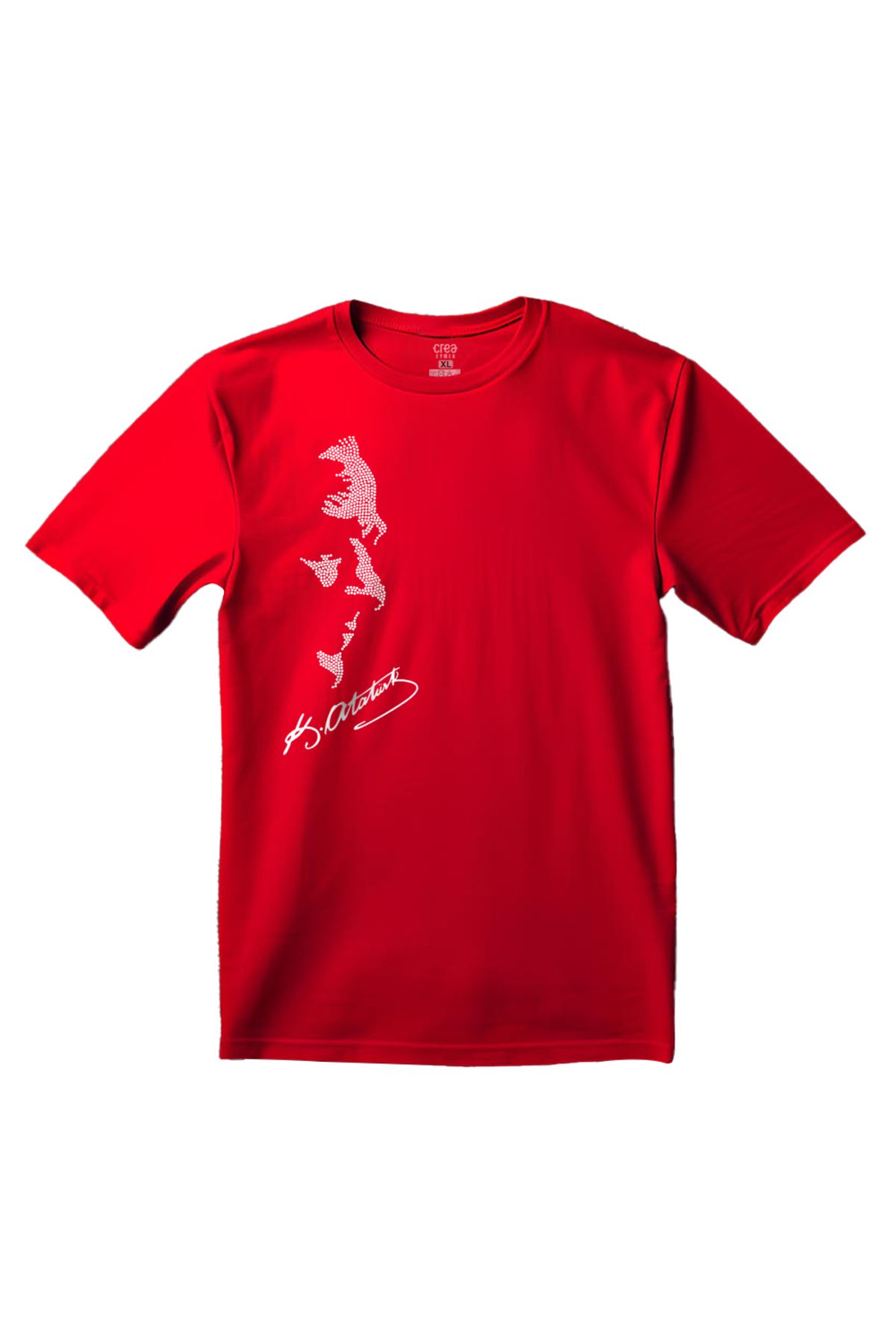 Crea Eymer Wear Atatürk Kristal Taş Baskılı Kırmızı Tişört