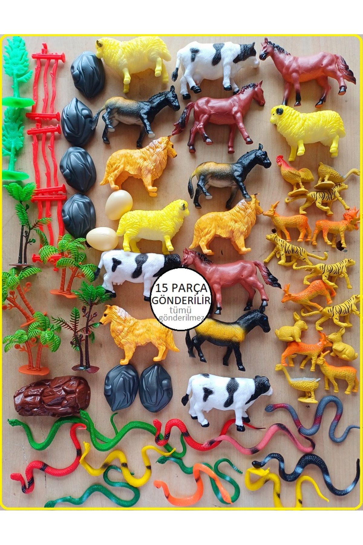 OYUNCAKSAHİLİ Çiftlik Hayvanları Kırılmaz Oyuncak Eğitici Öğretici Set 15 Parça Seçilerek Gönderilir