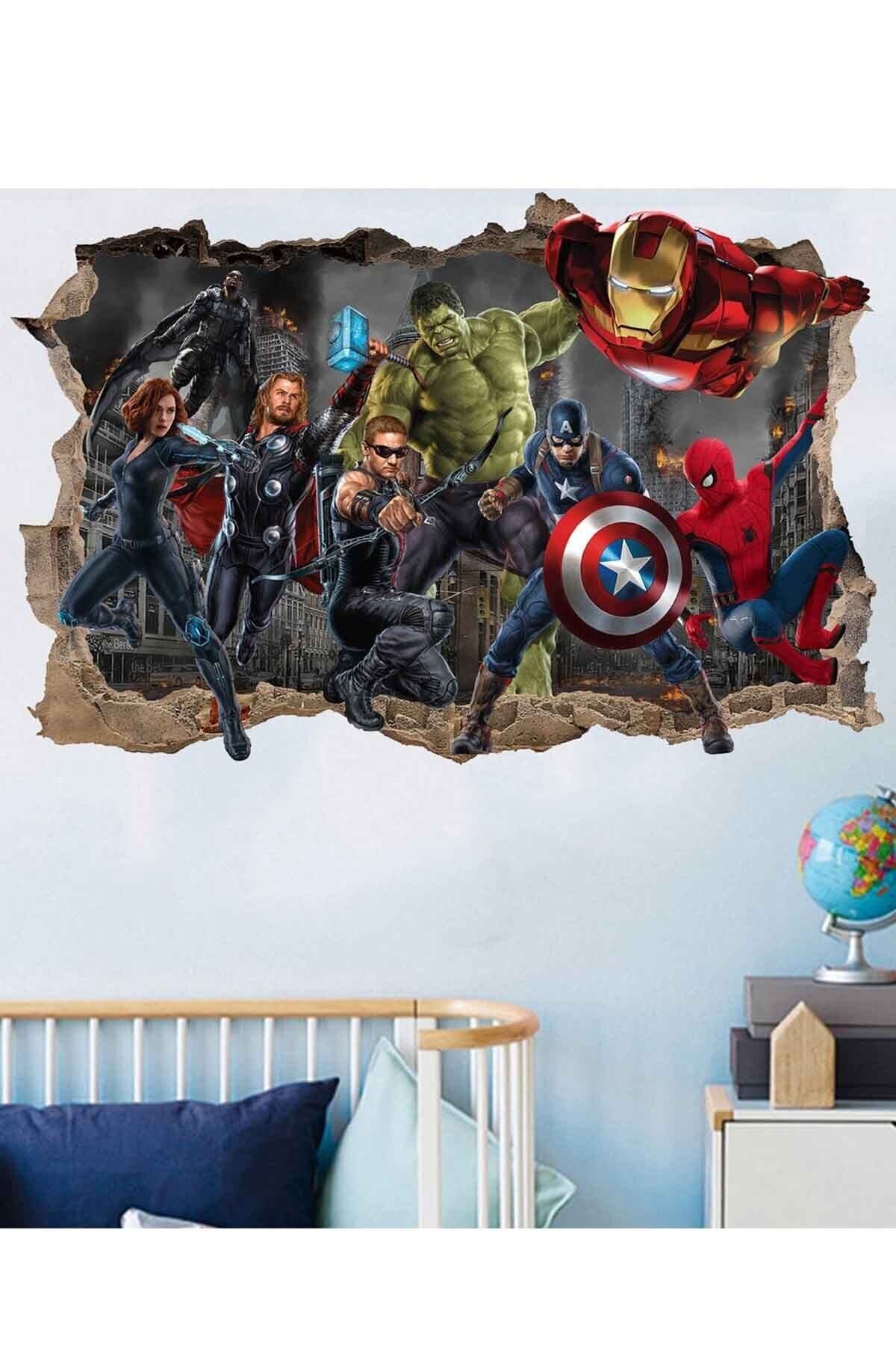 KT Decor Süper Kahramanlar Avengers Yenilmezler Filmi 3d Duvar Sticker
