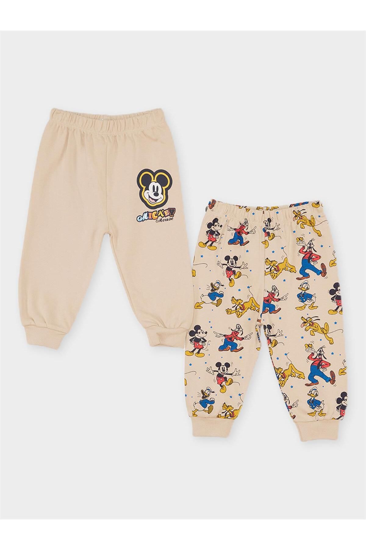 Mickey Mouse Lisanslı Erkek Bebek 2'li Patiksiz Pantolon 21457