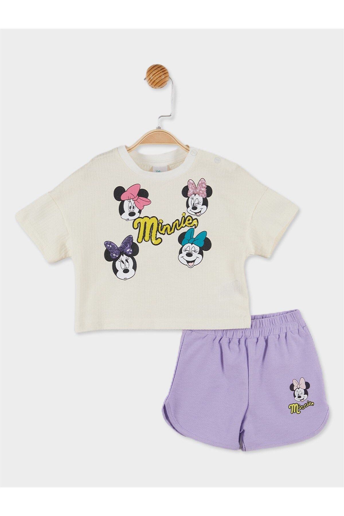 MINNIE MOUSE Disney Lisanslı Kız Bebek Tişört Ve Şort 2'li Takım 20927