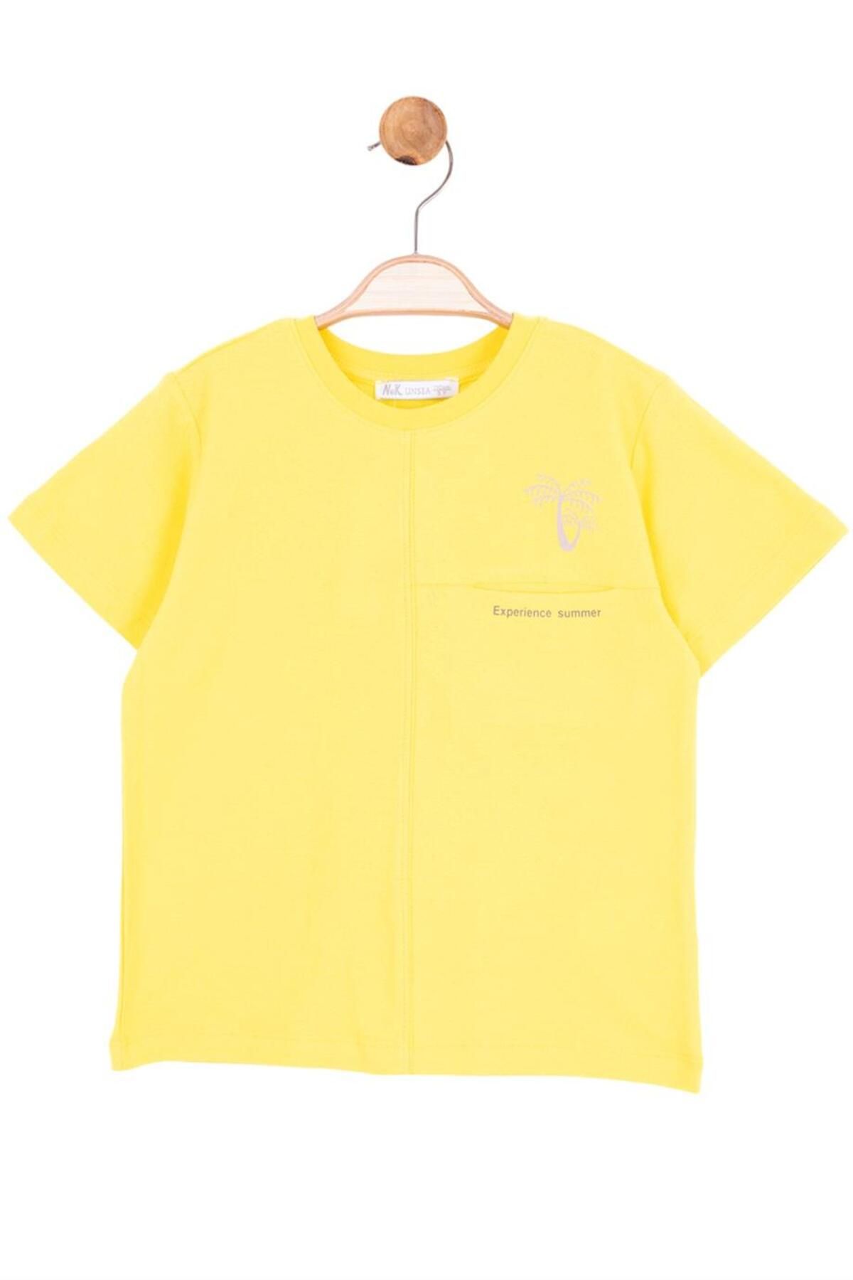 Nk Kids Erkek Çocuk Hawai Desen Dokuma T-shirt 44505 Sarı