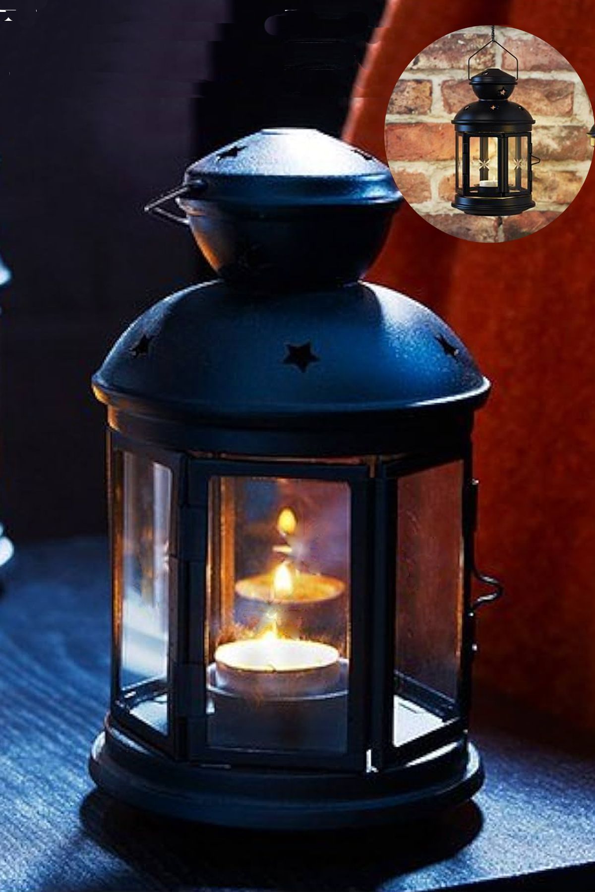Binbirreyon Metal Tealight Mum Feneri Şamdan Mumluk Taşıyıcı 25,5cm Siyah Ma060