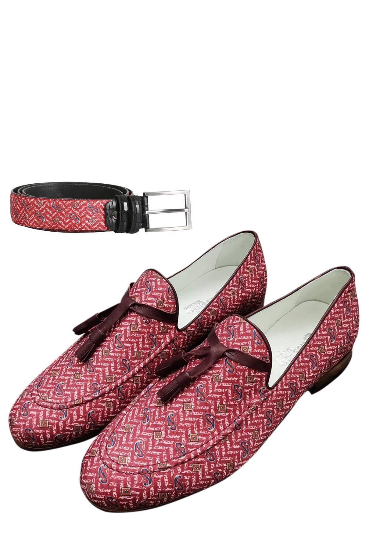 CassidoShoes Hakiki Deri Özel Tasarım Renkli Keten Ayakkabı 022-3247