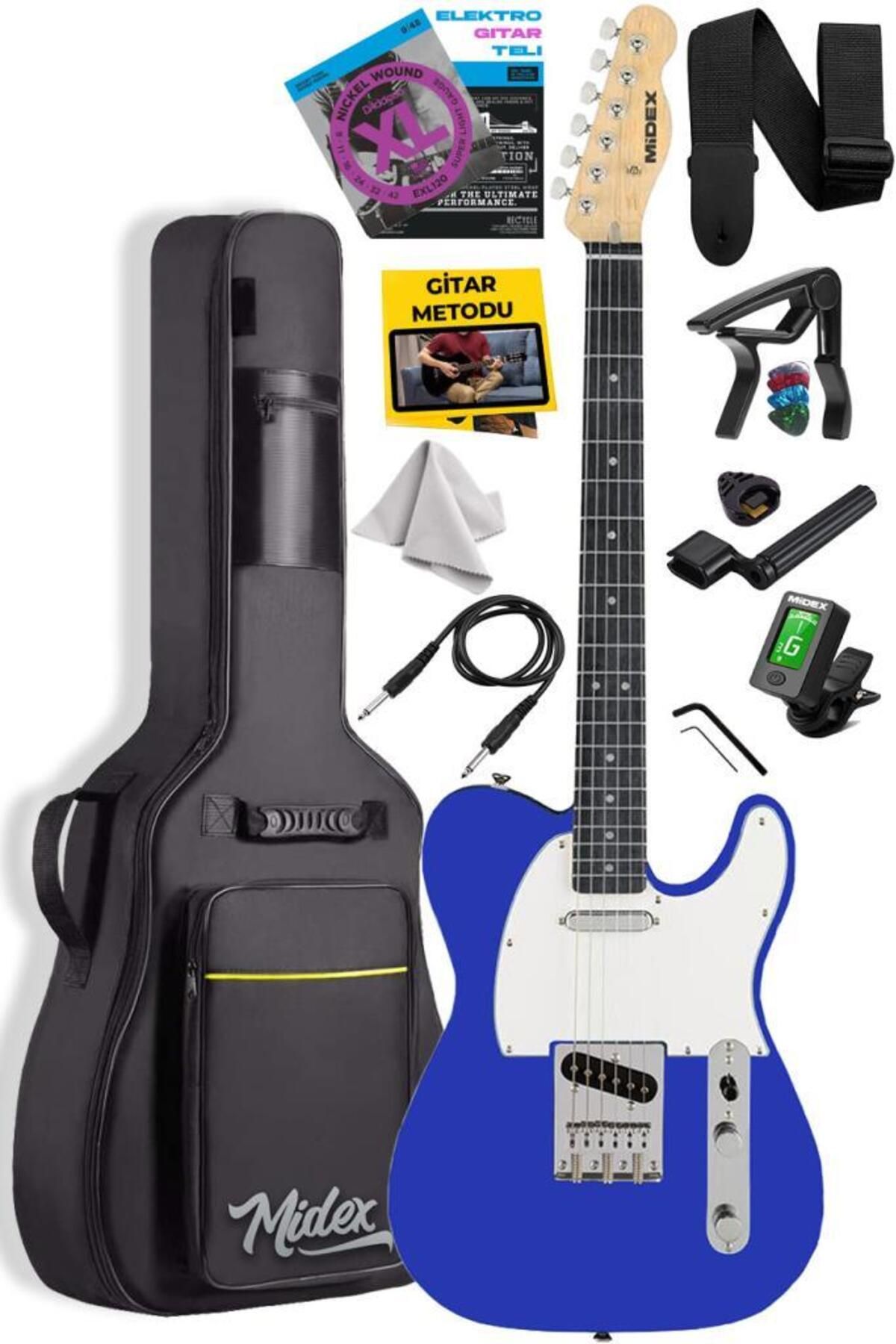 Midex Tlx-50bl Tele Kasa Maple Klavye 2 Single-coil Manyetik Elektro Gitar