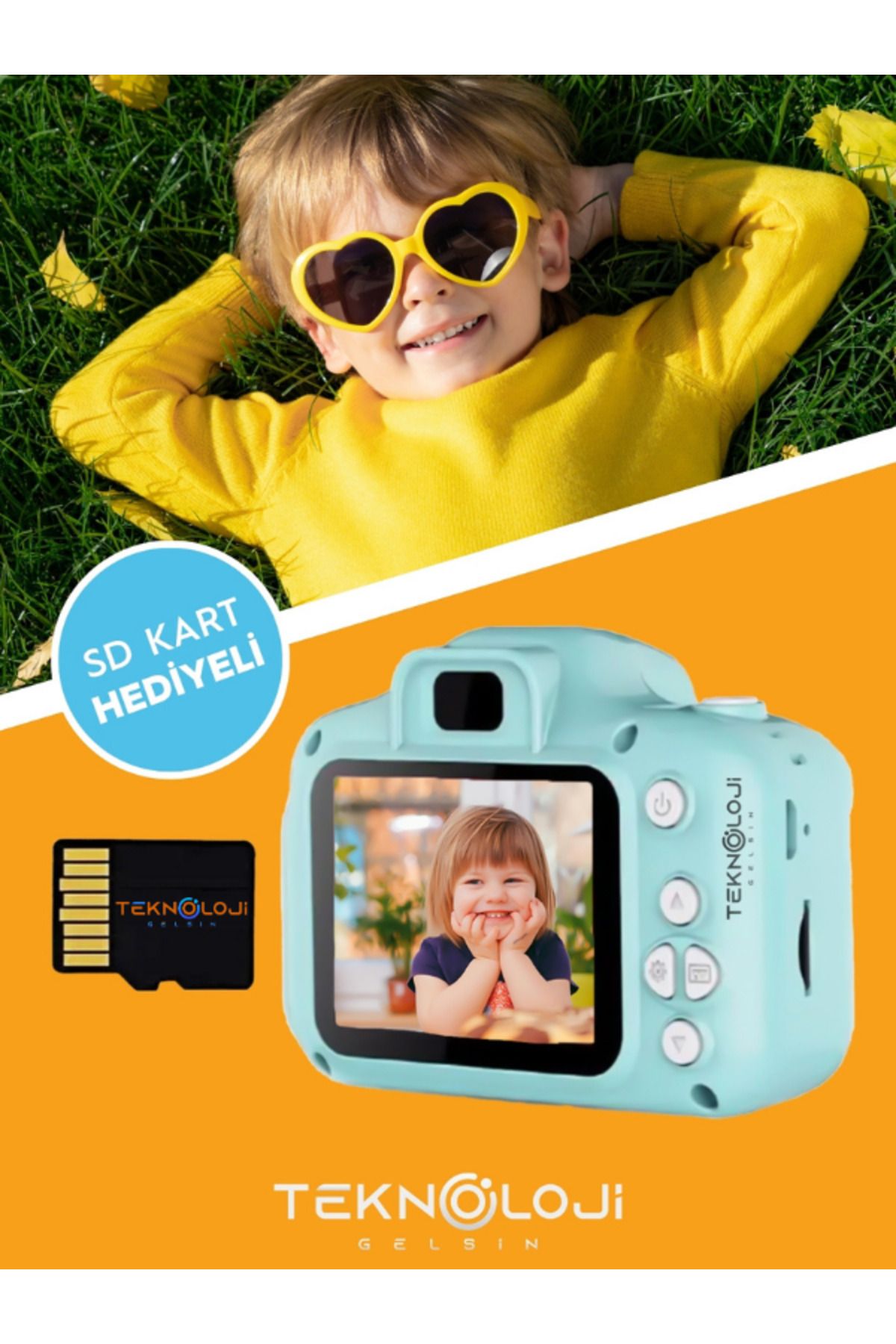Teknoloji Gelsin Çocuk Kamerası Dijital Fotoğraf Makinesi Mini 1080p HD Kamera Hafıza Kart Hediyeli
